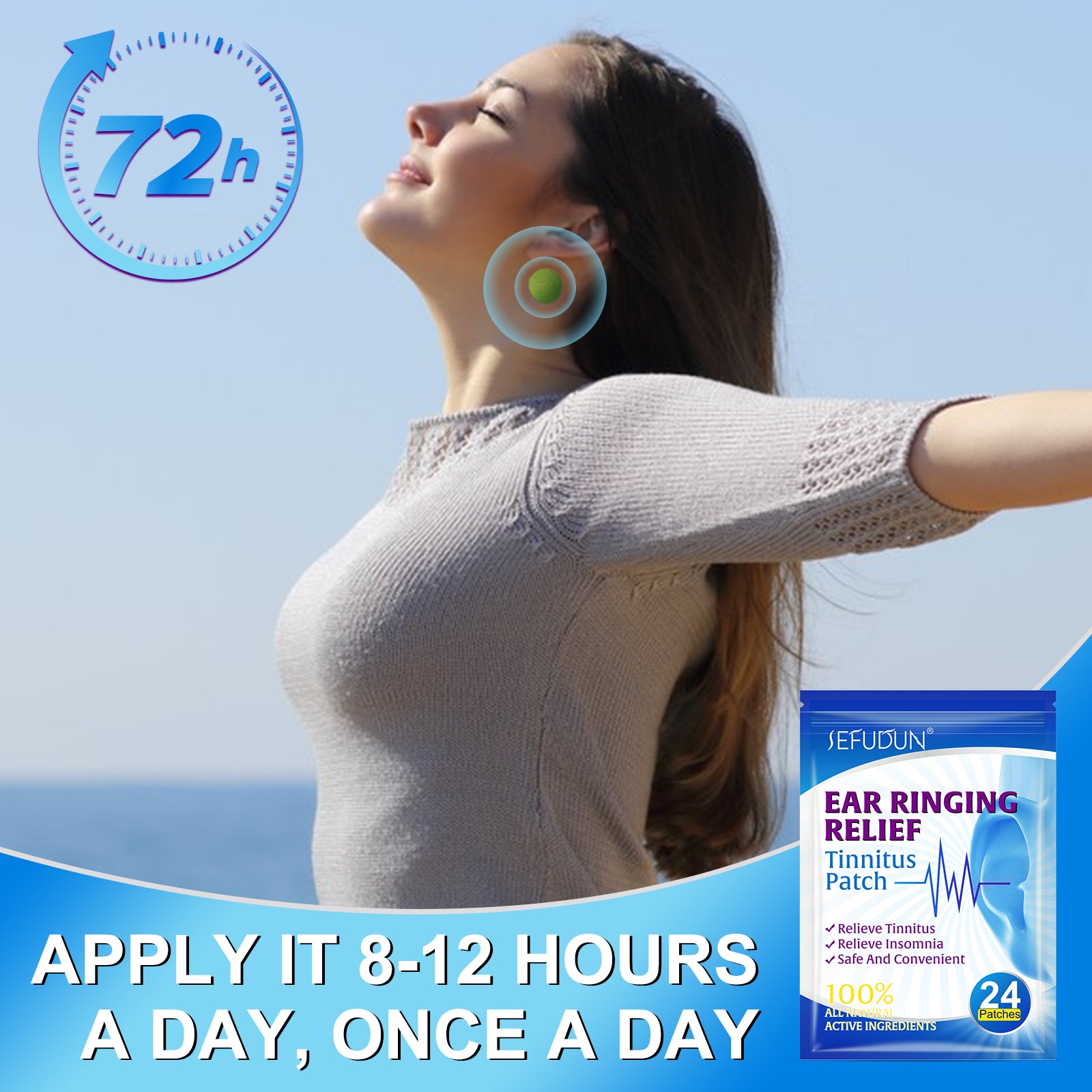 SEFUDUN Ear Ringing Relieving Patches, 24pcs