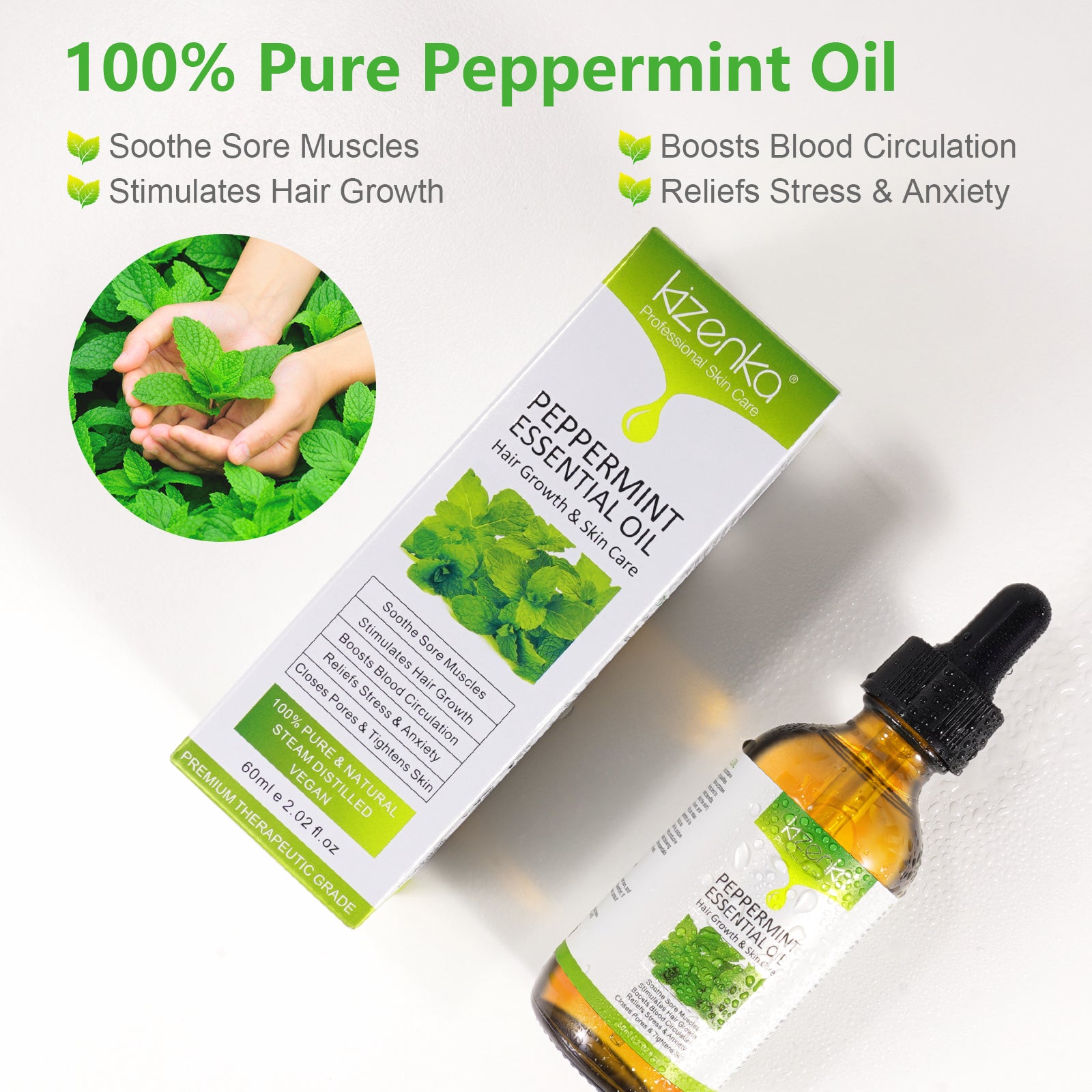 KIZENKA Peppermint Essential Oil, 60ml