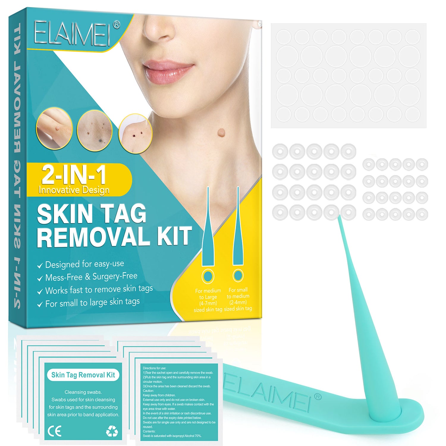 ELAIMEI 2in1 Fast & Effective Skin Tag Remover Kit