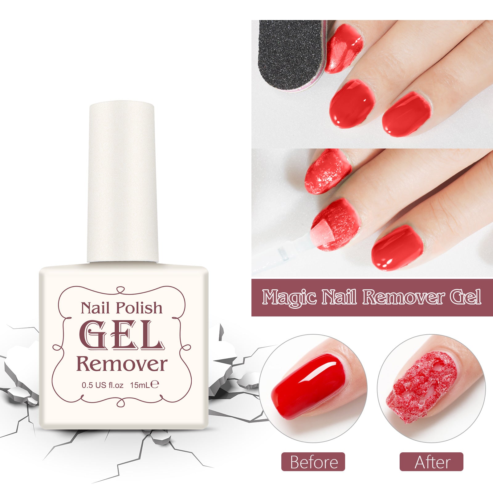 BESTNIFFES Nail Polish Gel Remover, 15ml