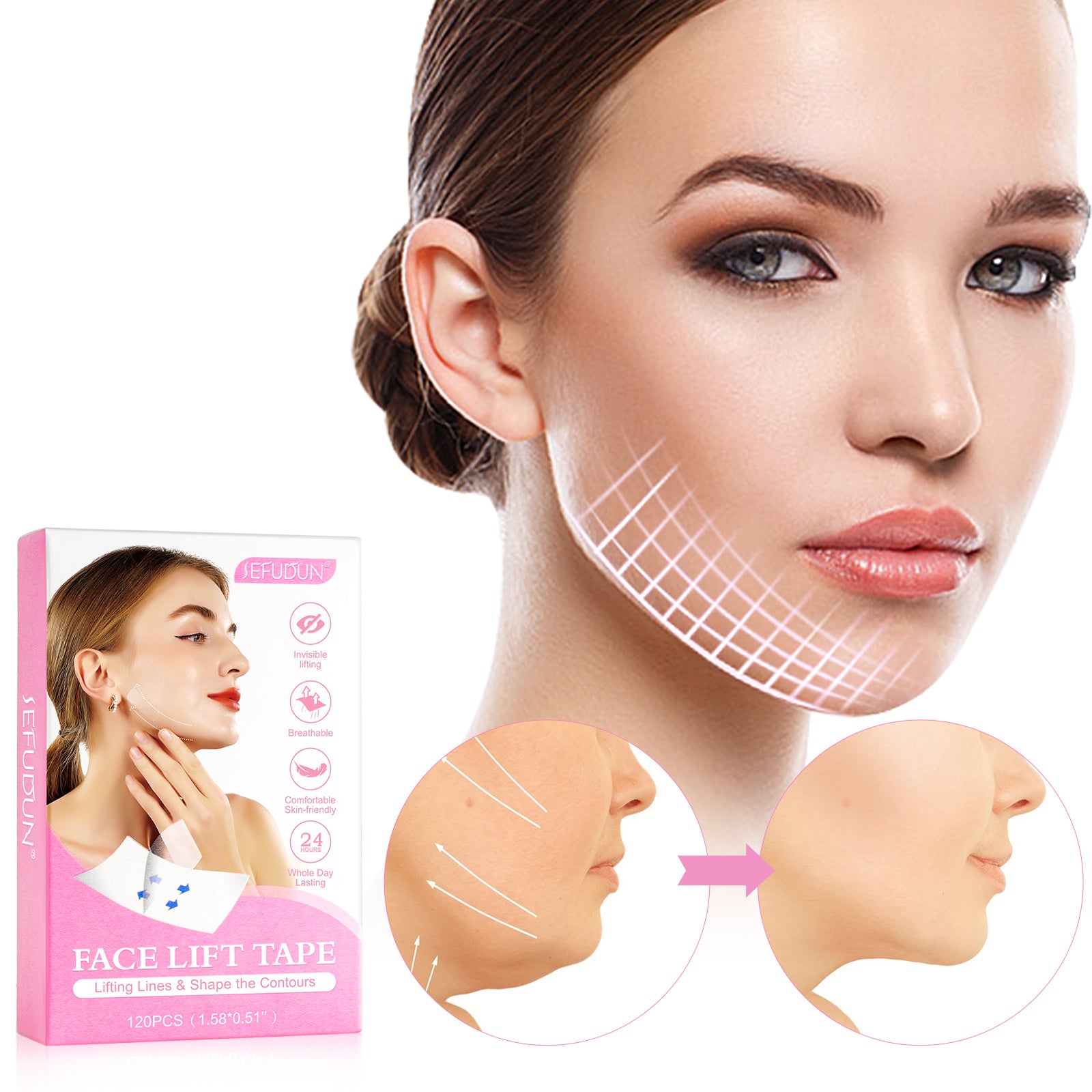 SEFUDUN Face Lift Tapes, 120pcs