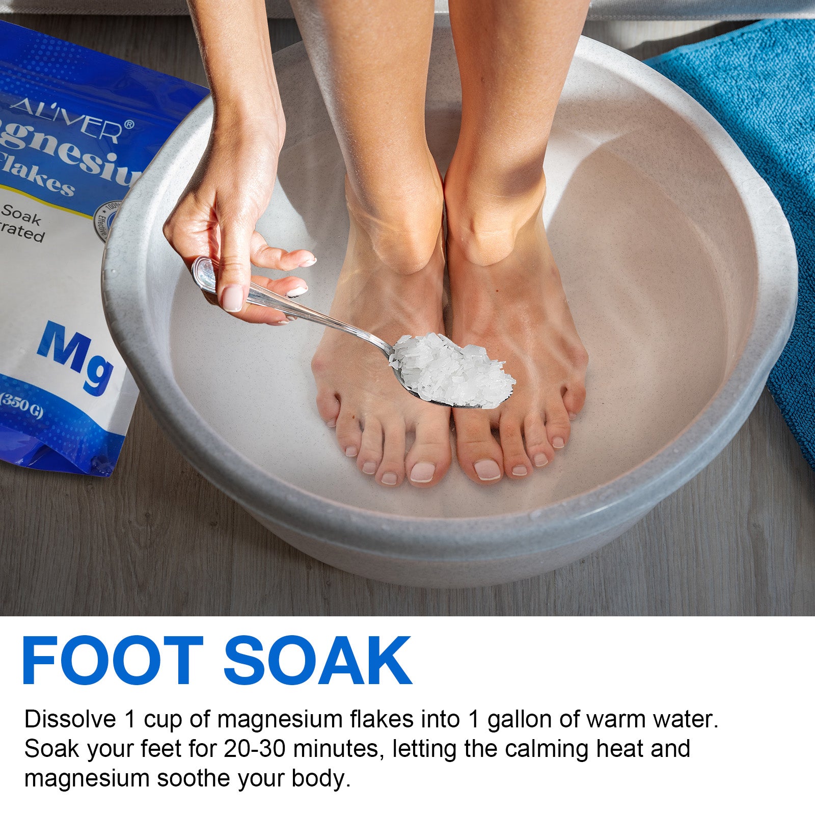 ALIVER Magnesium Chloride Flakes, 100% Natural Bath Salts 350g