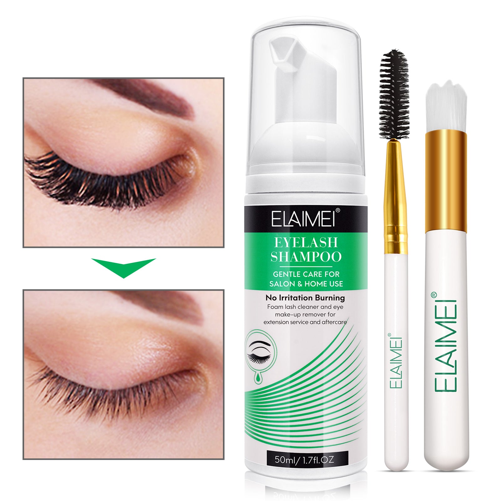 ELAIMEI Eyelash Extension Shampoo Kit, 50ml