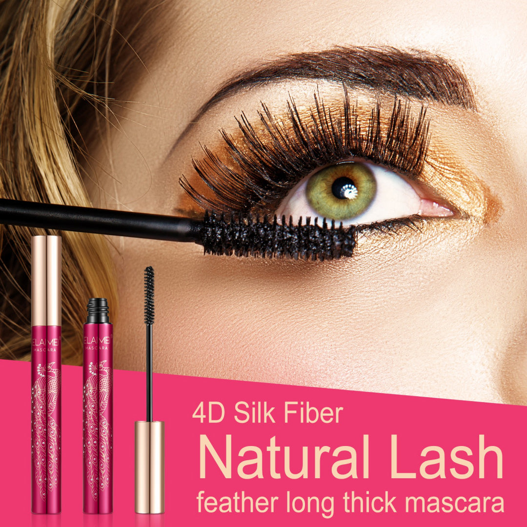 ELAIMEI Black 4D Silk Fiber Eyelash Mascara, Waterproof Makeup 10ml