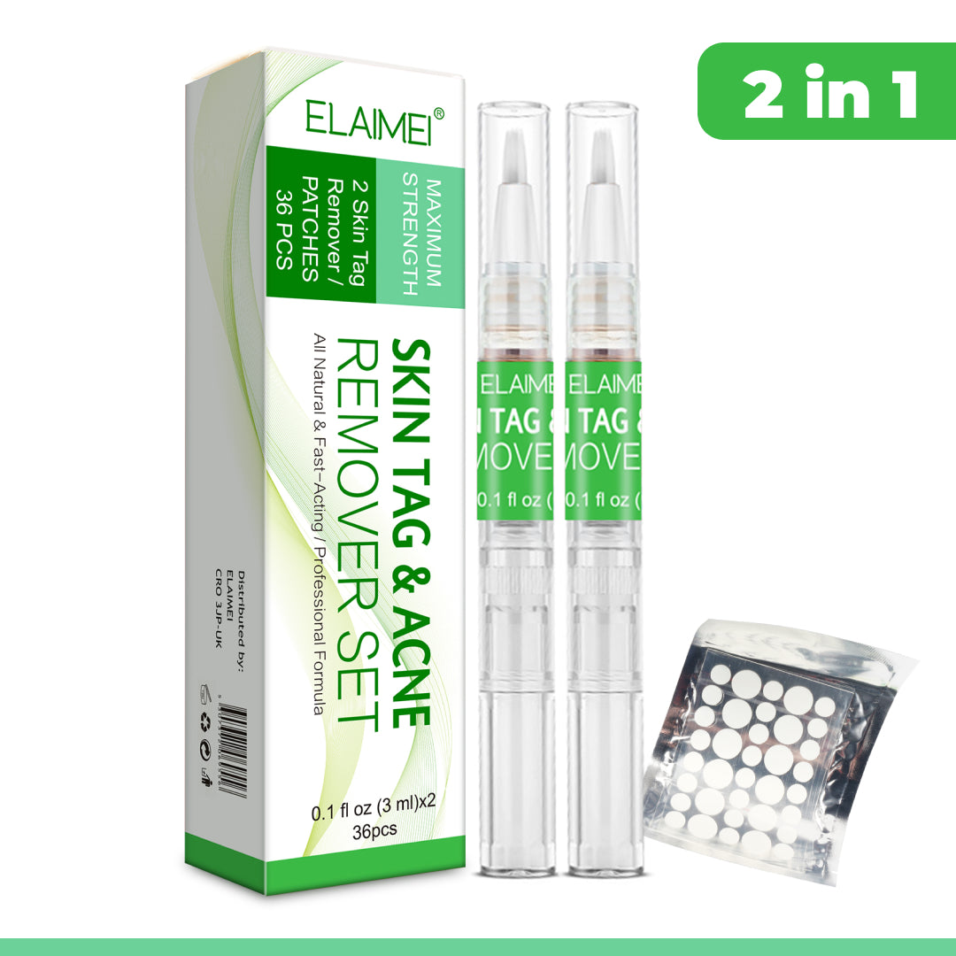 ELAIMEI 2n1 Skin Tag Remover Pens & Anti Acne Patches Set
