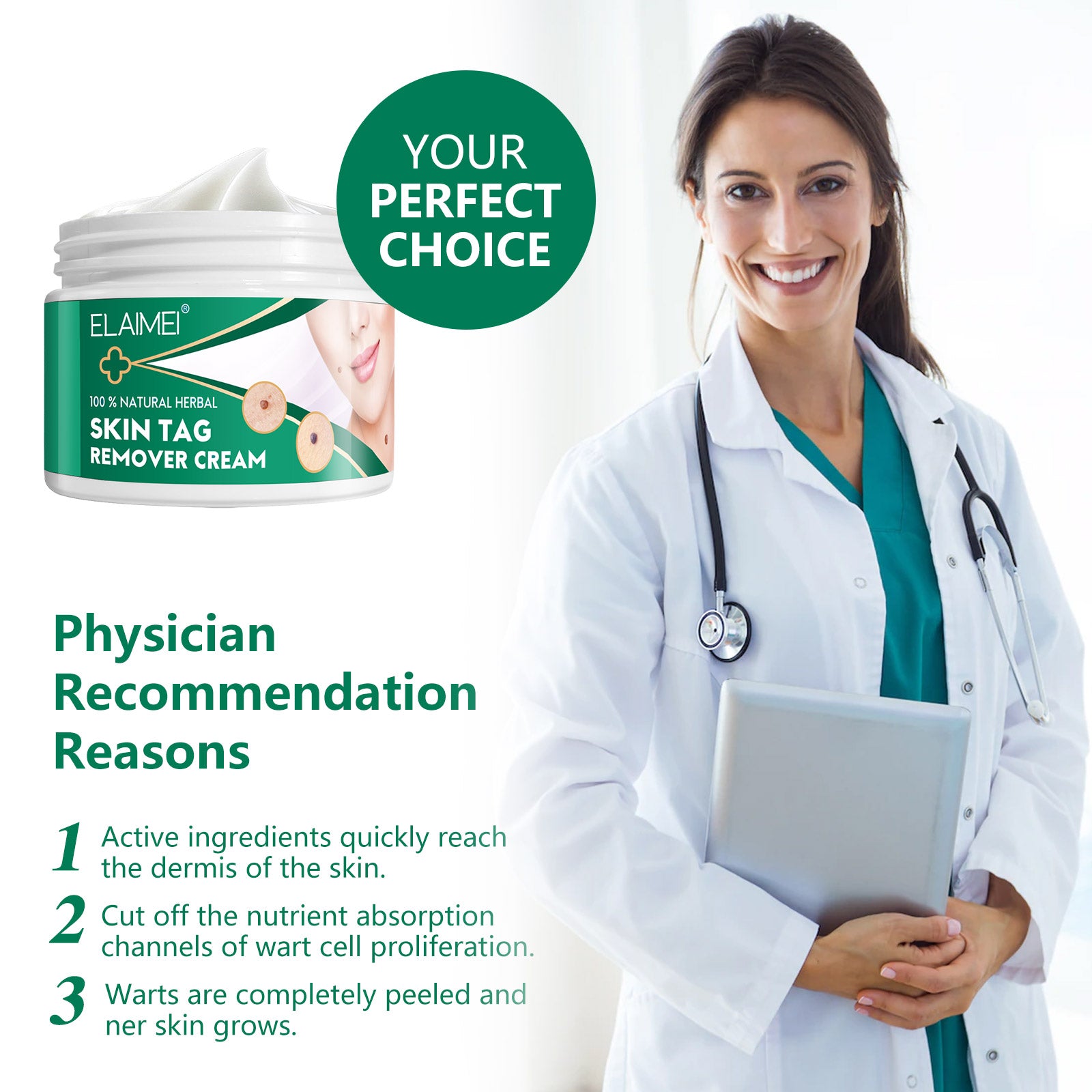 ELAIMEI Natural Herbal Skin Tag Remover Cream, 100g