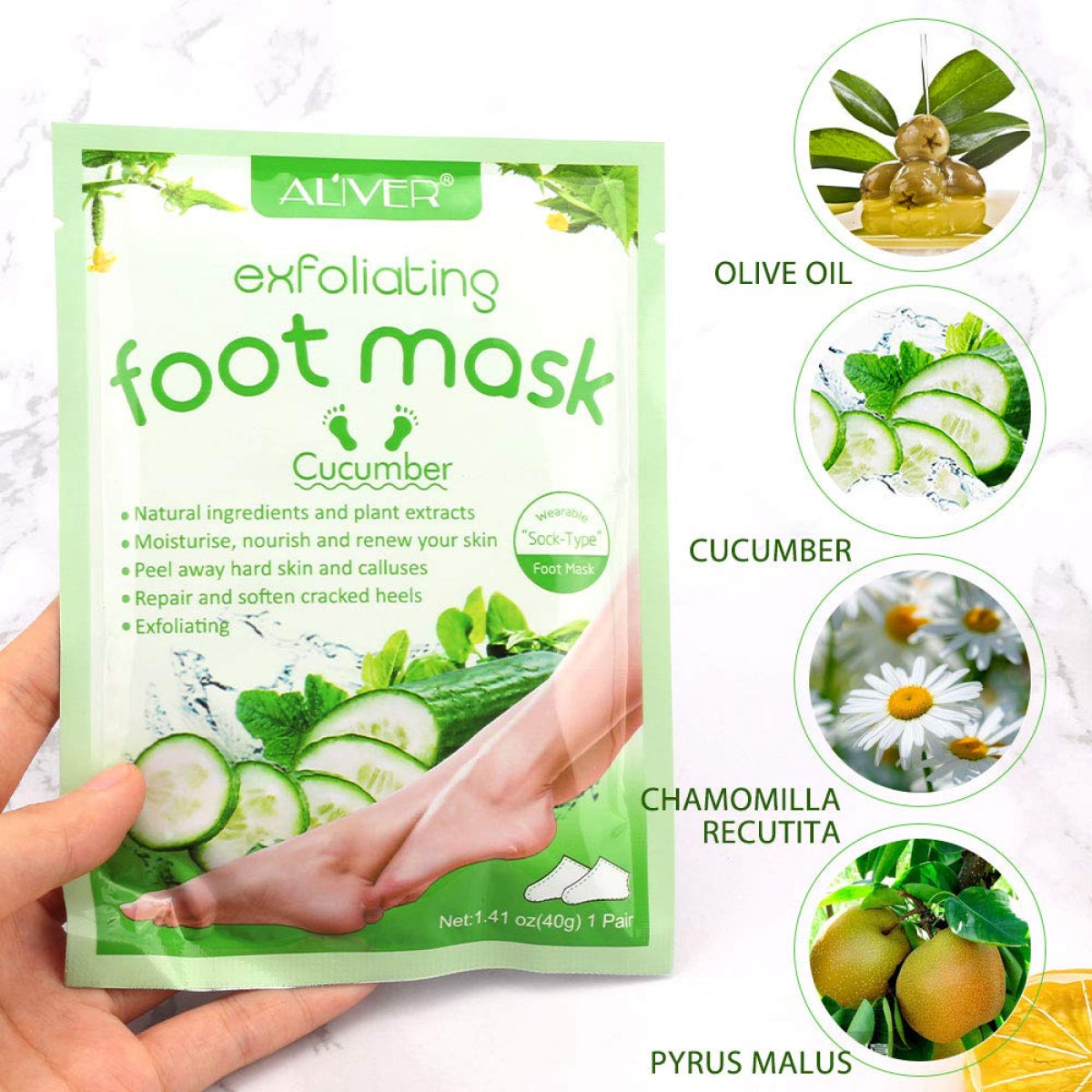 Aliver Cucumber Soft Foot Peel Mask for Feet Dead Skin Remover