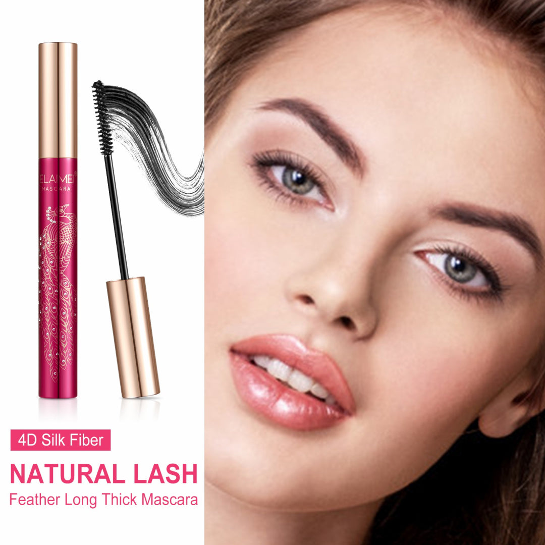 ELAIMEI Black 4D Silk Fiber Eyelash Mascara, Waterproof Makeup 10ml
