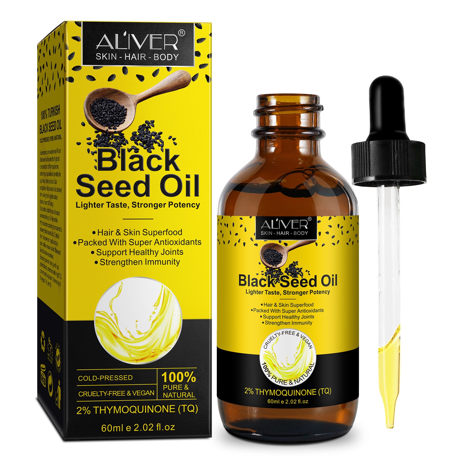 ALIVER Pure Black Seed Oil for Hair Growth, 60ml