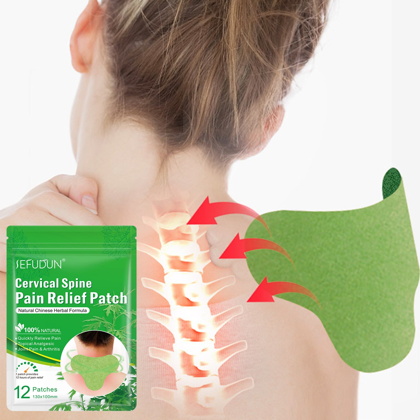 SEFUDUN Cervical Spine Pain Relief Patches, pack of 12pcs