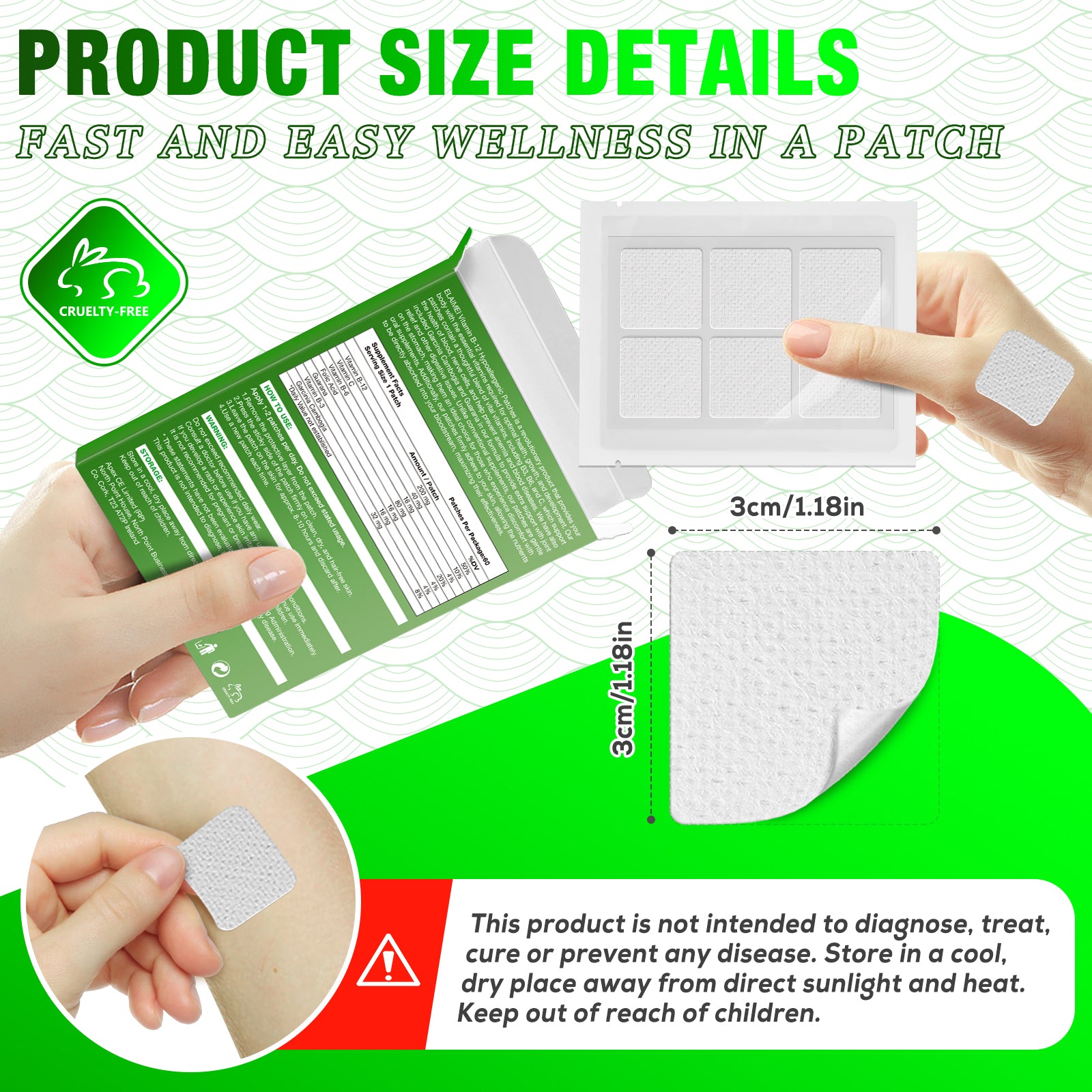 ELAIMEI Vitamin B12 Hypoallergenic Patches, 60pcs