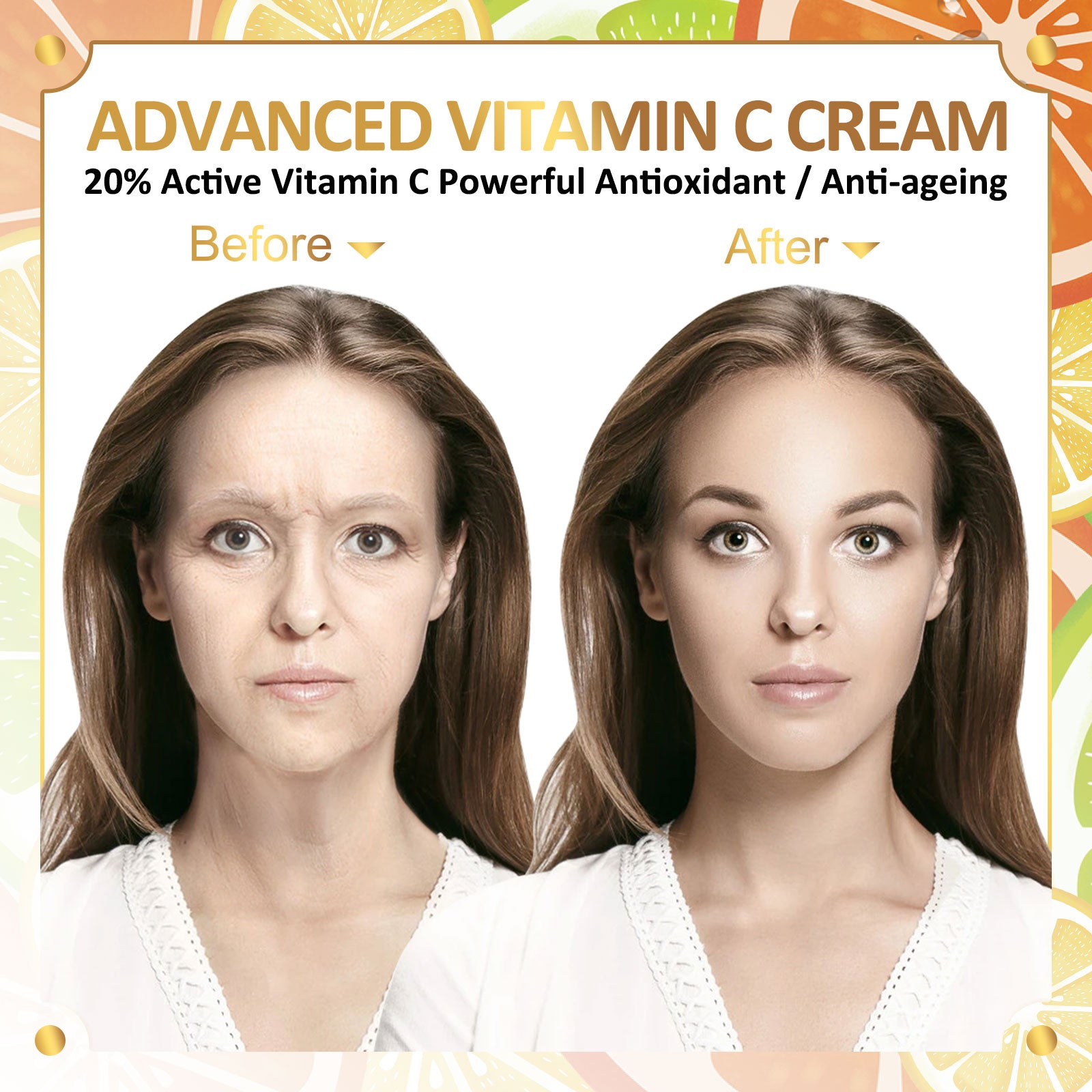 Ifudoit Facial Vitamin C Cream Face Anti-Aging Moisturizer Retinol Wrinkle Skin Care Hydrating Repair Reduce Fine Line Hyaluronic Acid