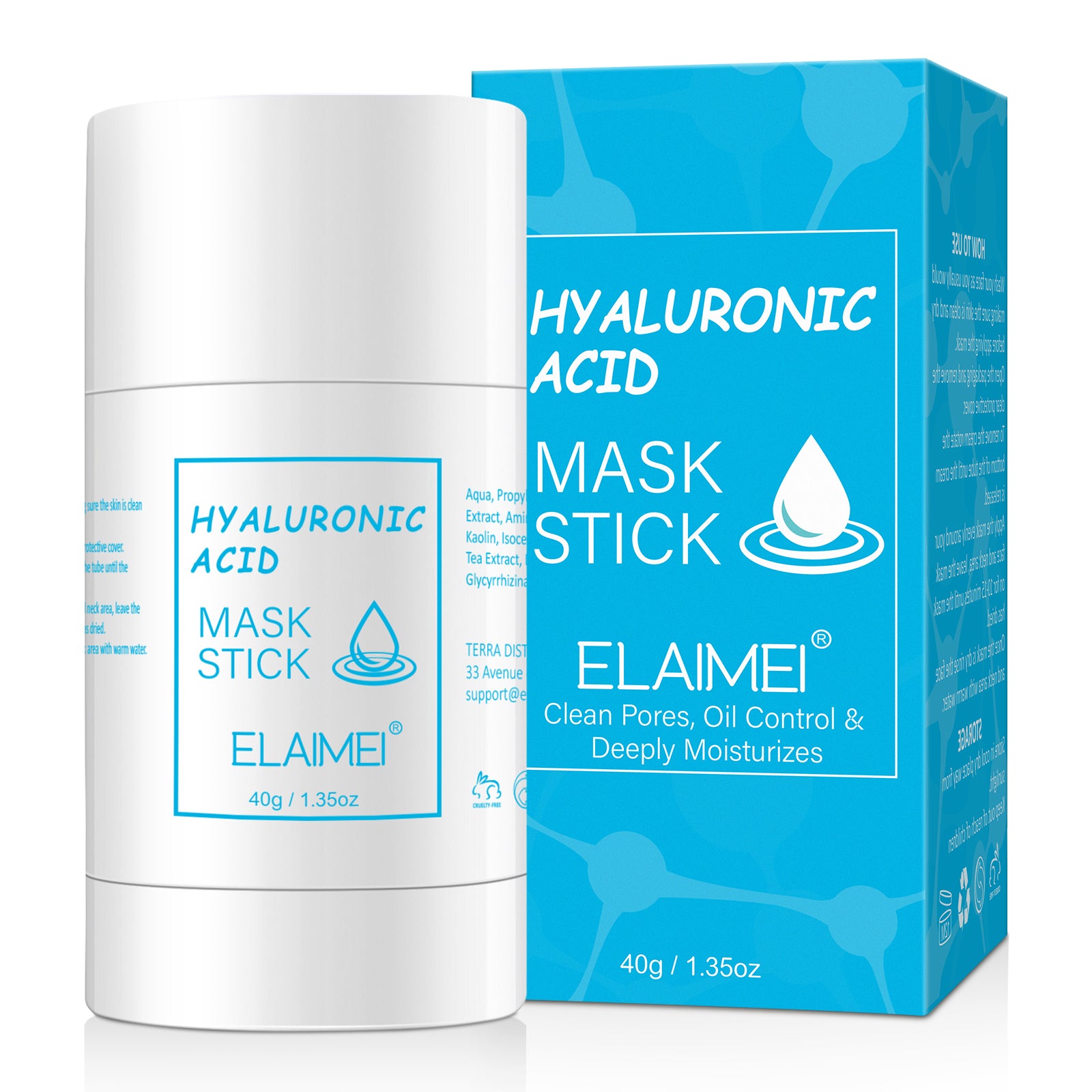 Elaimei Cleansing Purifying Clay Stick Mask Hyaluronic Acid Oil Control Anti-Acne Solid Fine Skin Blackheads