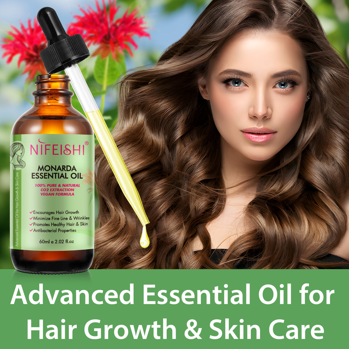 NIFEISHI 100% Pure & Natural Monarda Essential Oil, 60ml