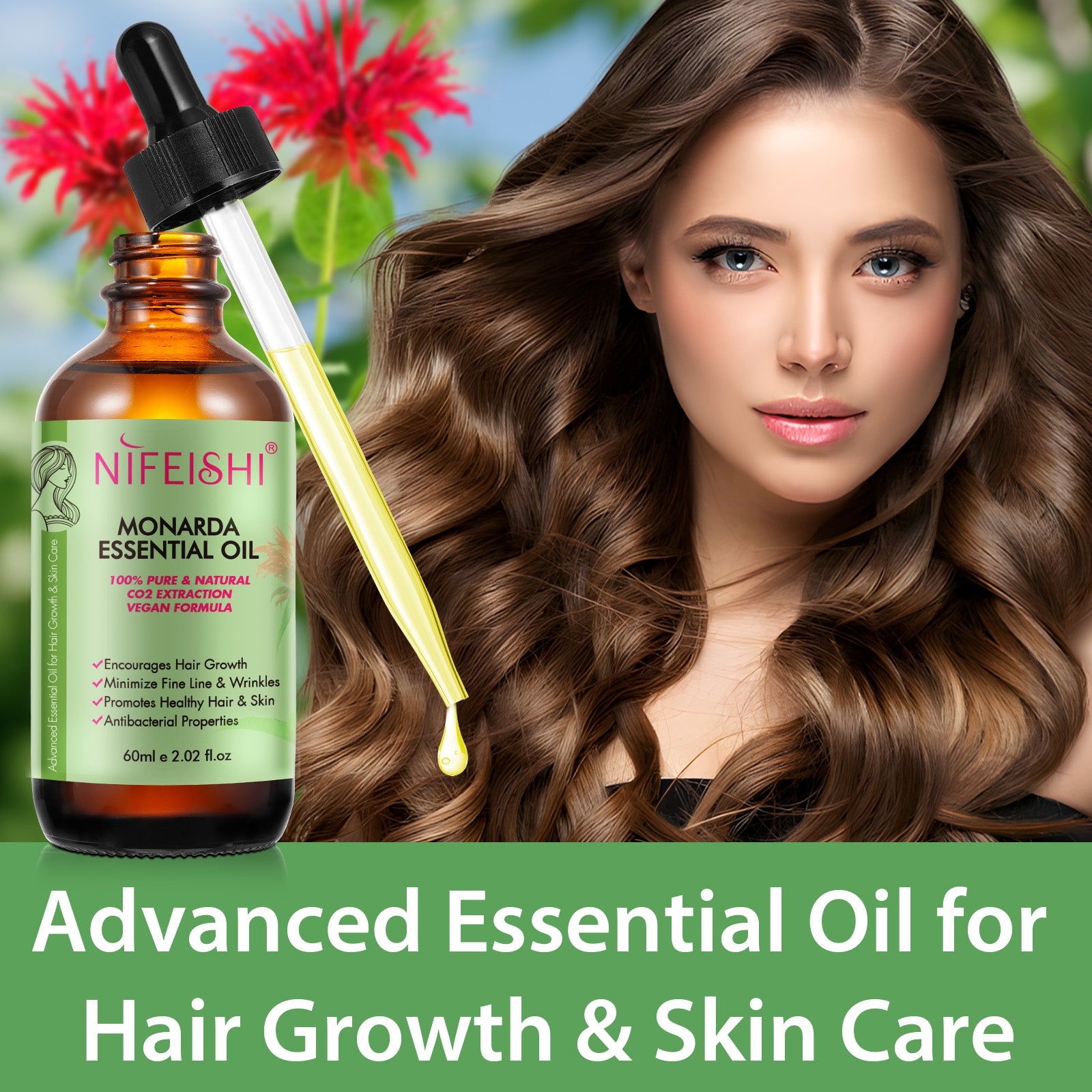 NIFEISHI 100% Pure & Natural Monarda Essential Oil, 60ml