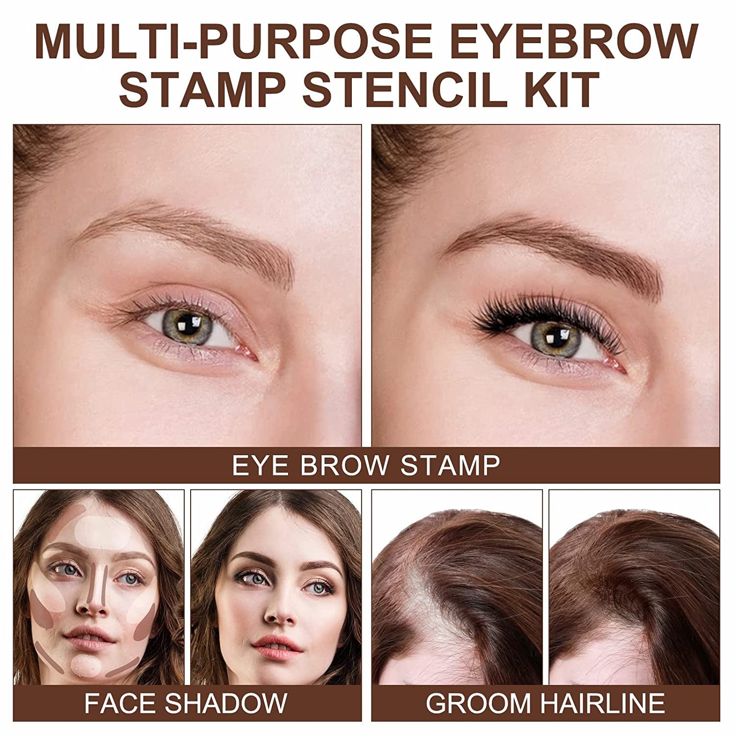 ELAIMEI Dark Brown Eyebrow Stencil Kit