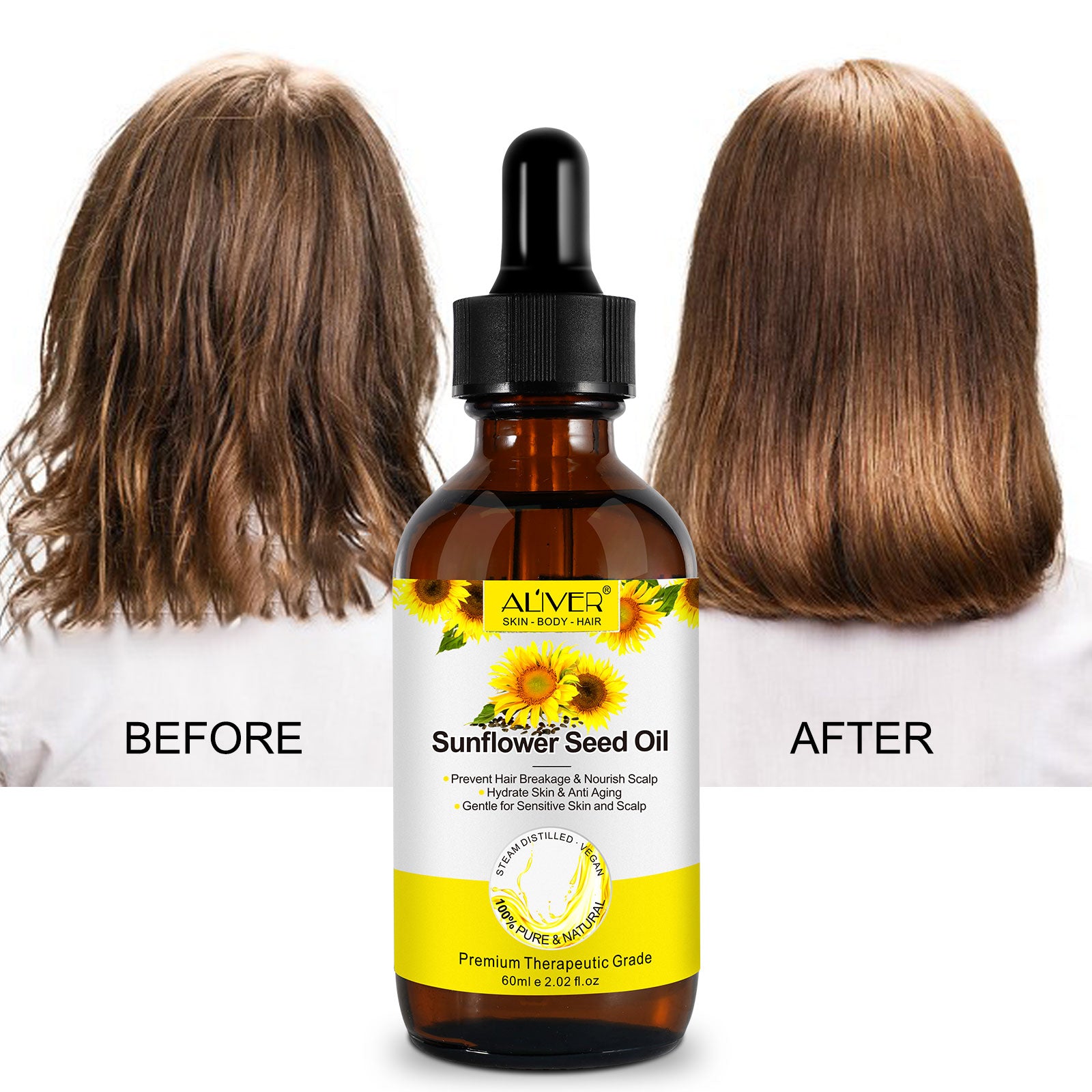 ALIVER Pure Sunflower Seed Oil for Hair, Body & Skin, 60ml