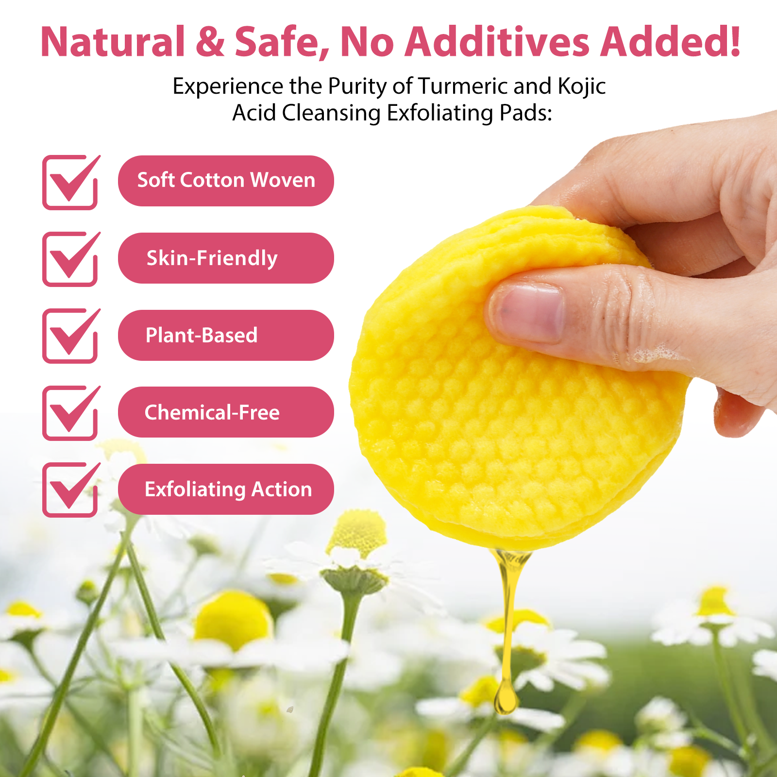 ALIVER Kojic Acid & Turmeric Cleansing Pads for Dark Spots, 40pcs