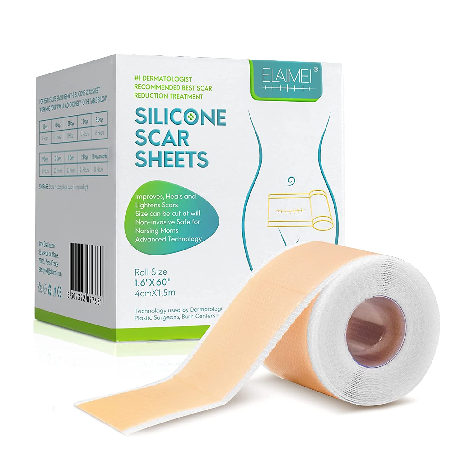 Elaimei Silicone Gel Sheet Roll for Scar Removal Treatment Tape 1.5M