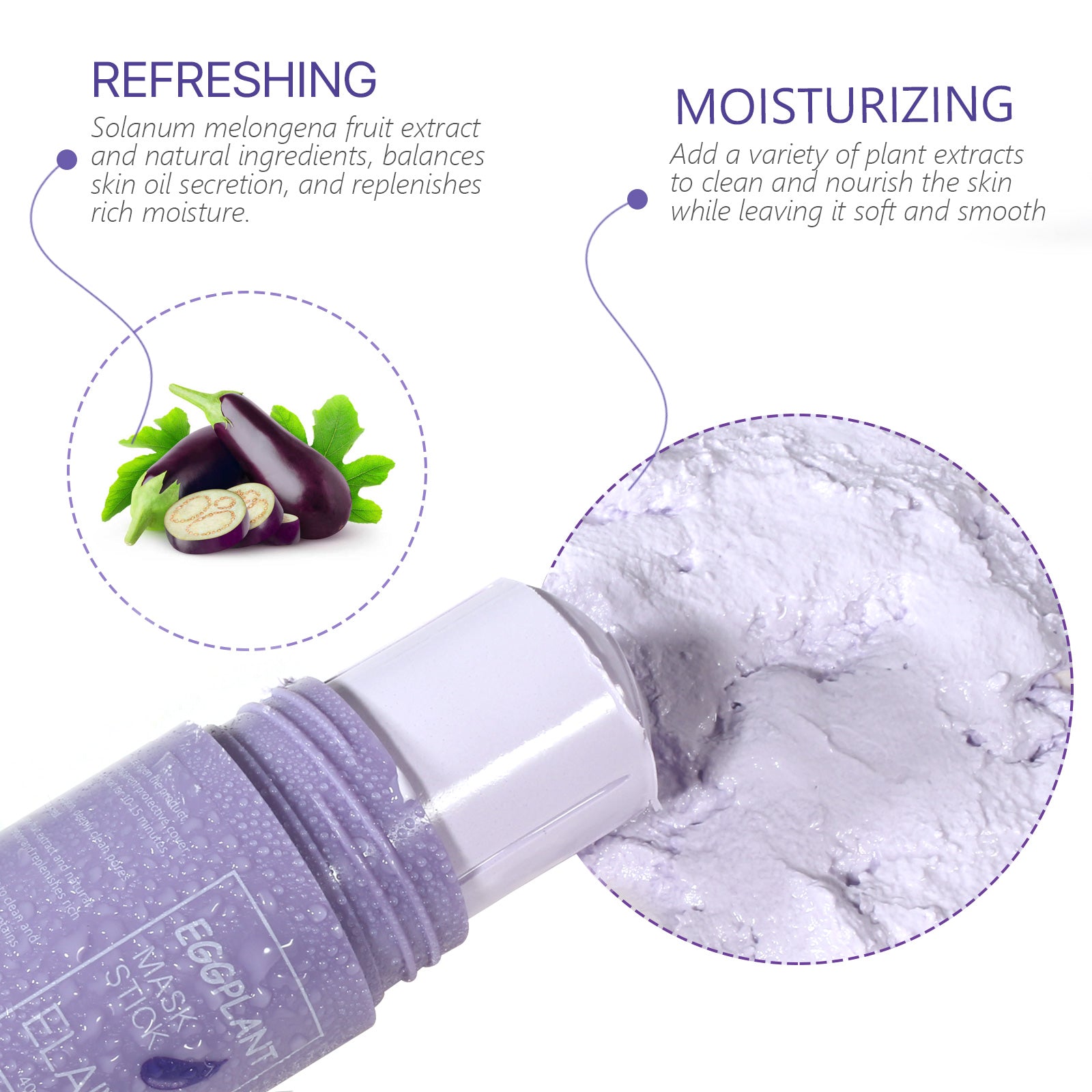 ELAIMEI Eggplant Purifying Clay Stick Mask, 40g