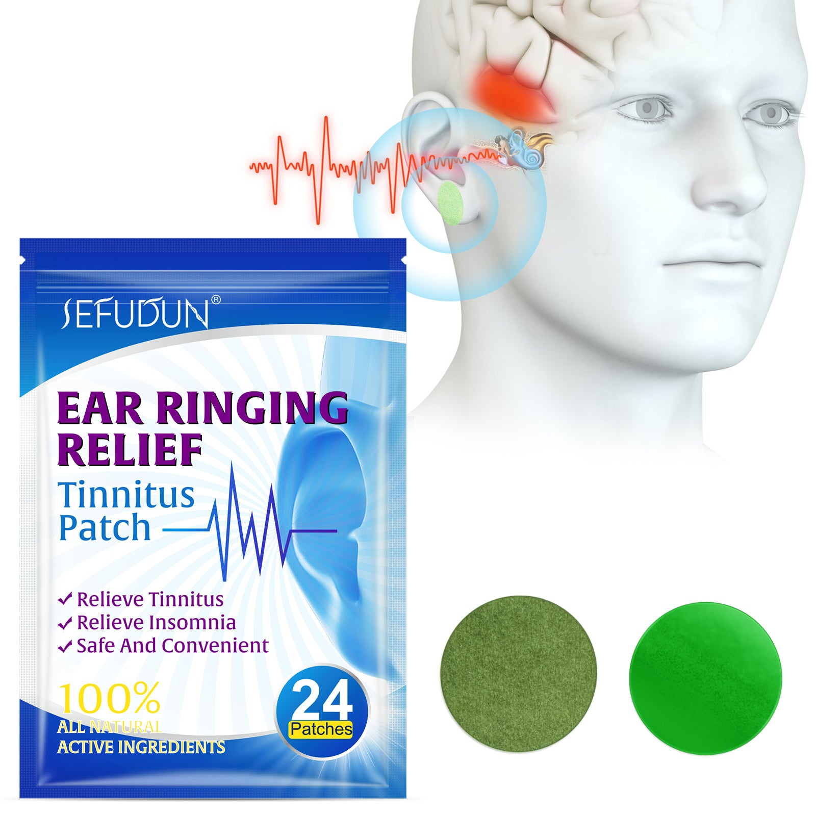 SEFUDUN Ear Ringing Relieving Patches, 24pcs