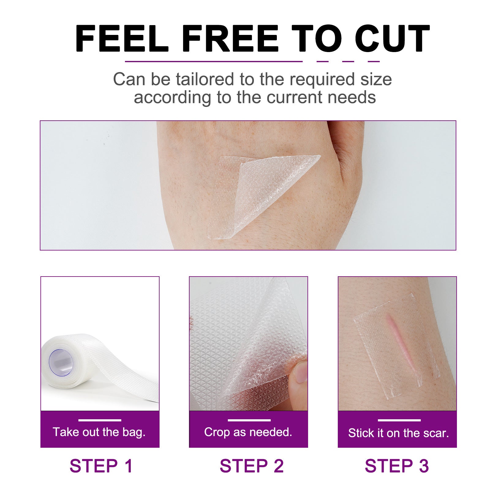 Elaimei Silicone Scar Removal Gel Tape Roll for Skin Treatment Repair 1.5 m