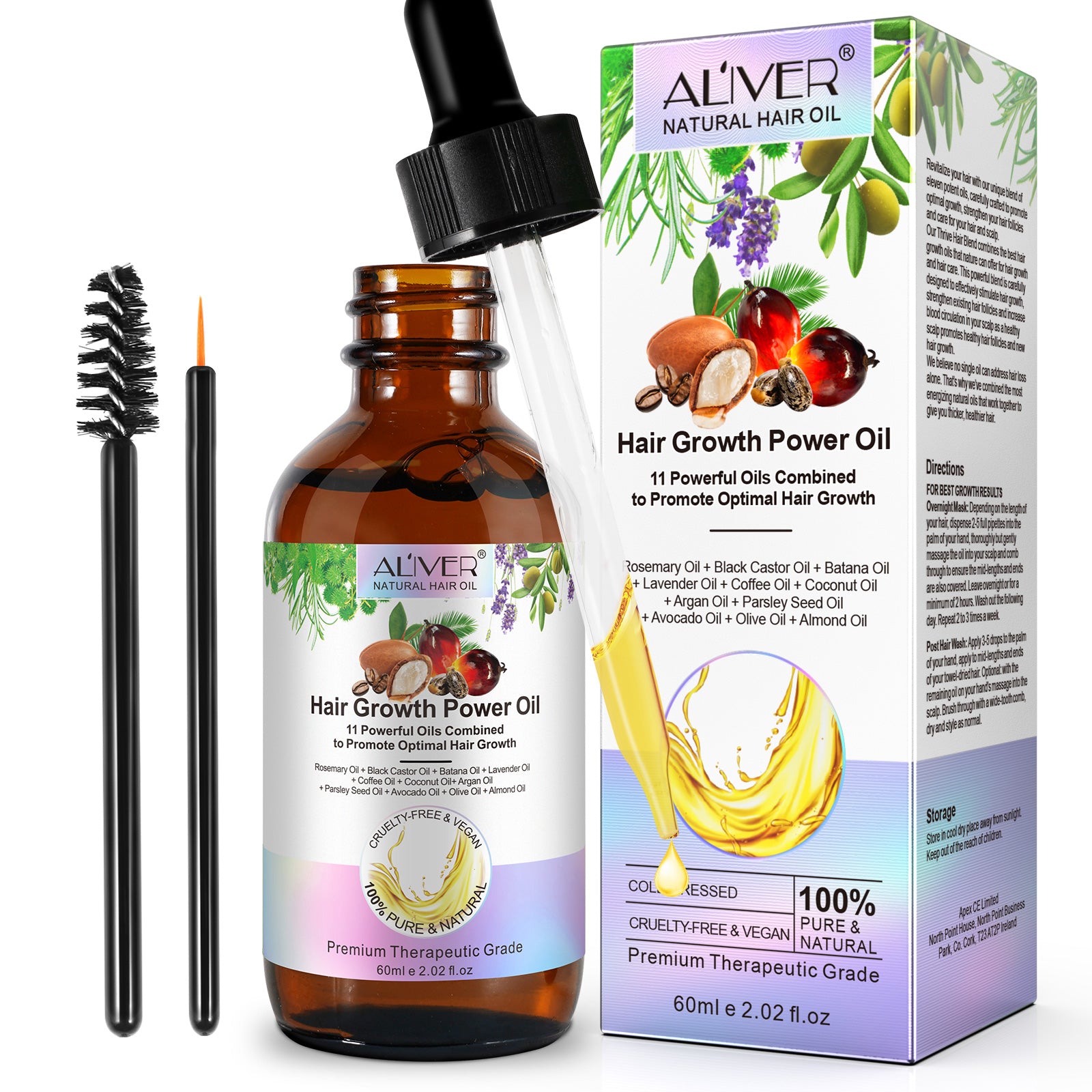 ALIVER Pure Natural Hair Growth Power Oil, 60ml