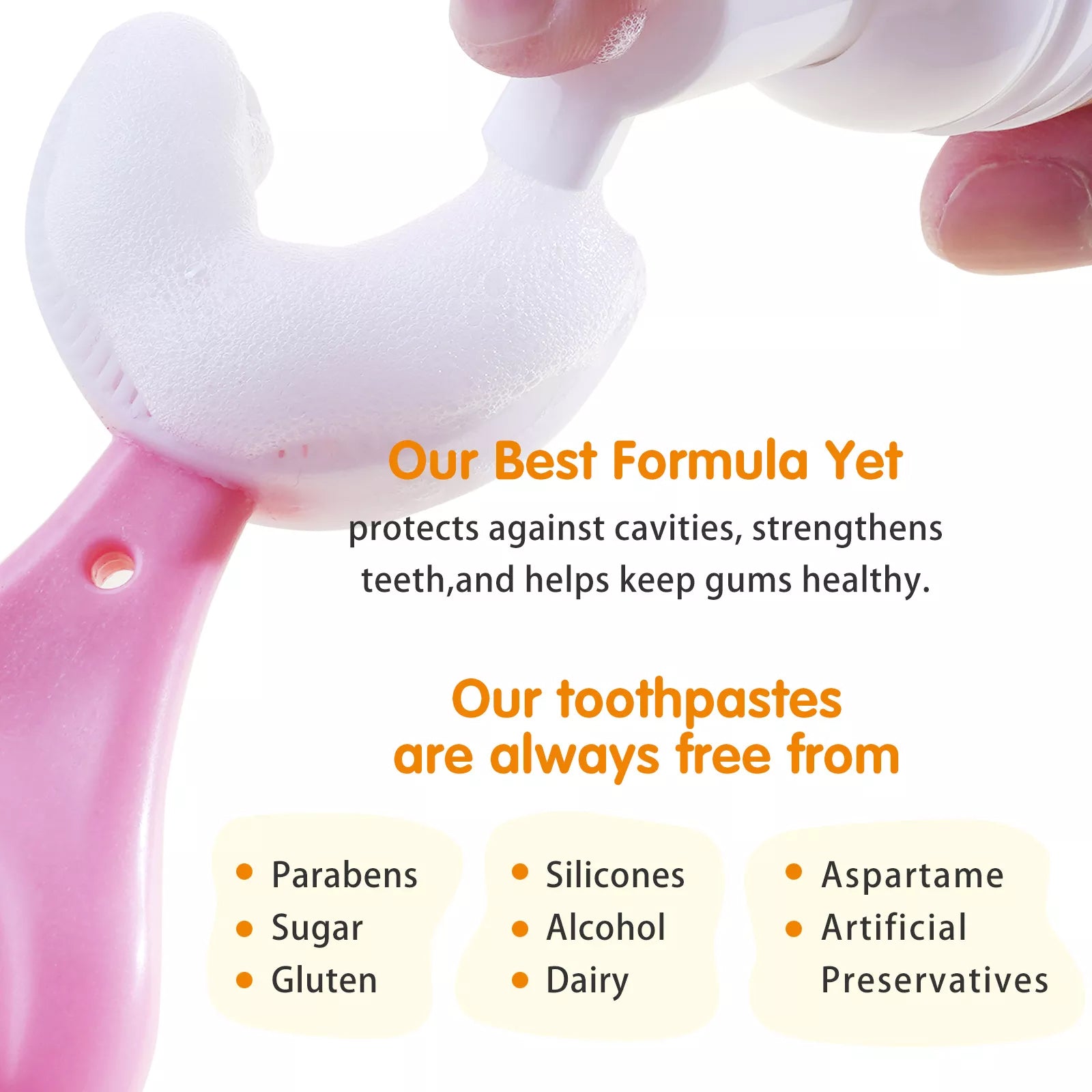 ALIVER Orange Flavor Foam Toothpaste for Kids, 60ml