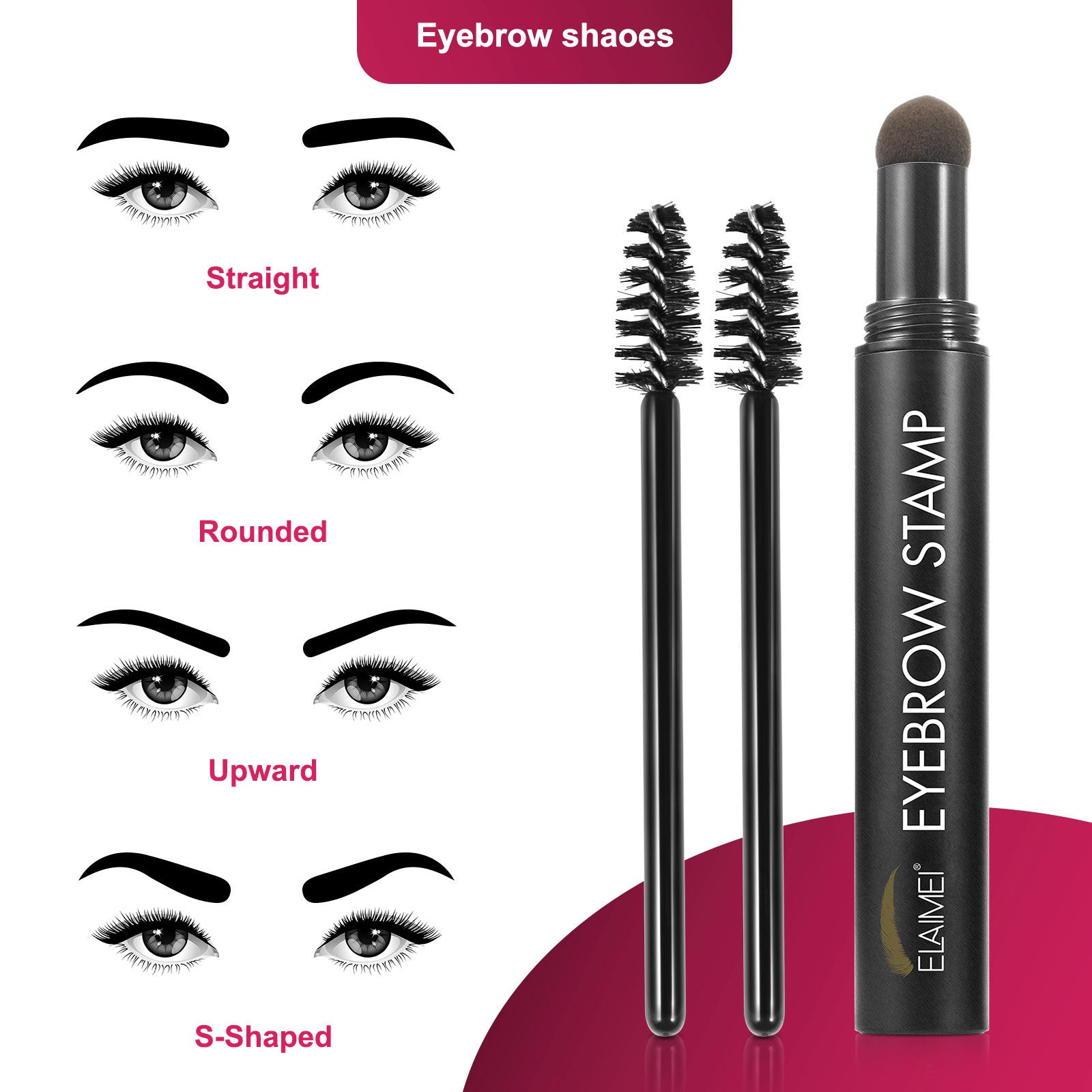ELAIMEI Medium Brown Eyebrow Stamp Set
