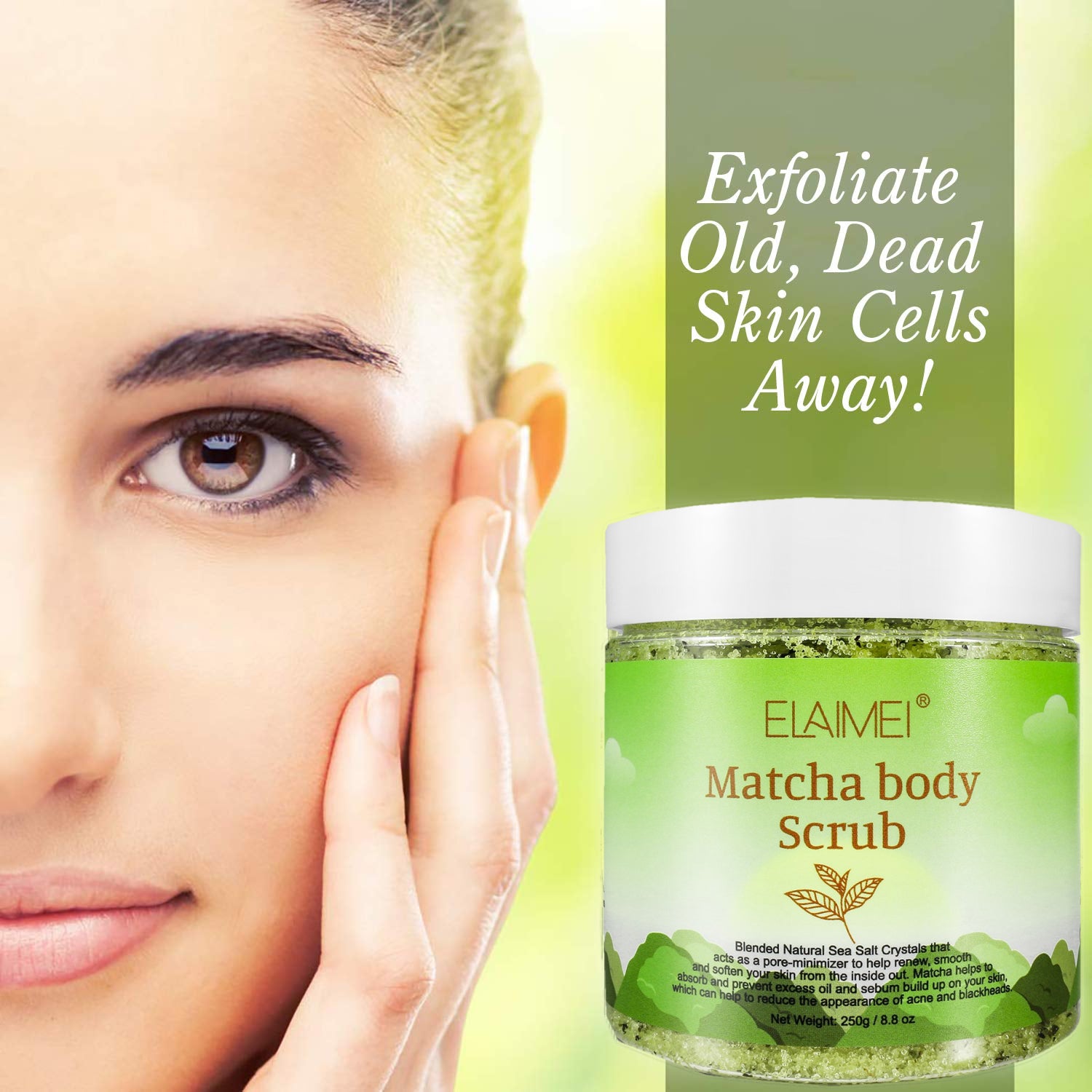 ELAIMEI Exfoliating Matcha Body Scrub, 250g