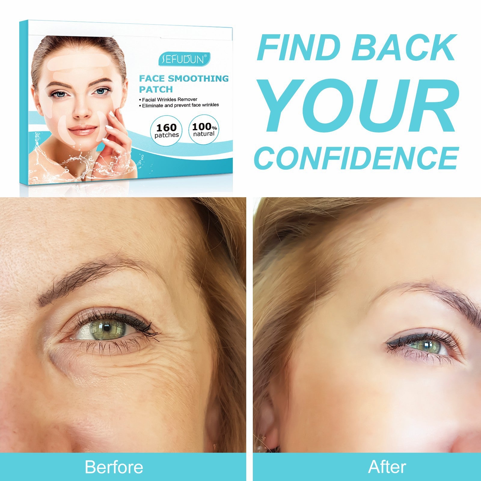 SEFUDUN Face Smoothing Wrinkle Patches, 160pcs