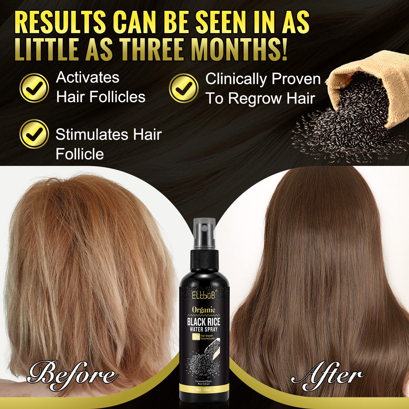 ELBBUB Organic Black Rice Water Spray, 120ml