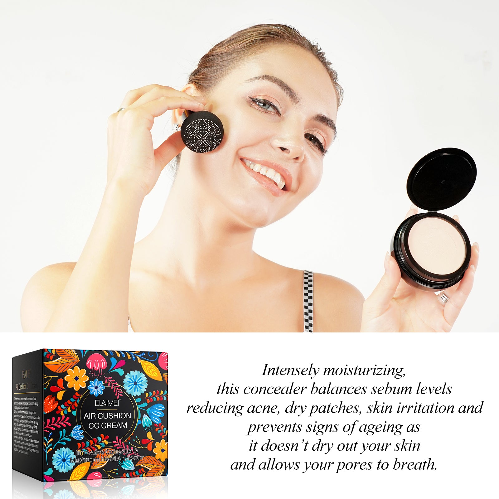 ELAIMEI Air Cushion CC Cream Concealer, Natural