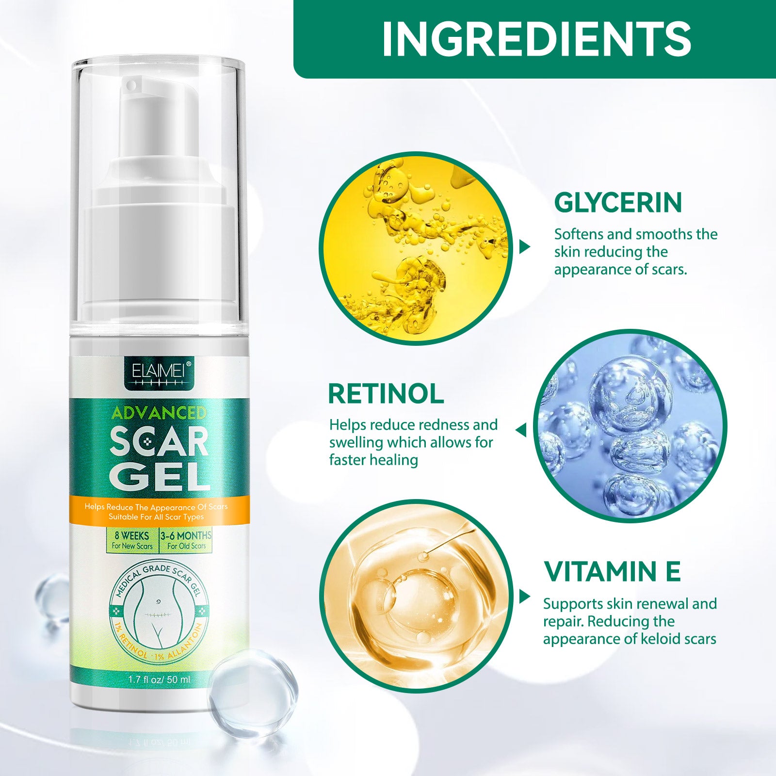 ELAIMEI Advanced Scar Removal Gel for Body, 50ml