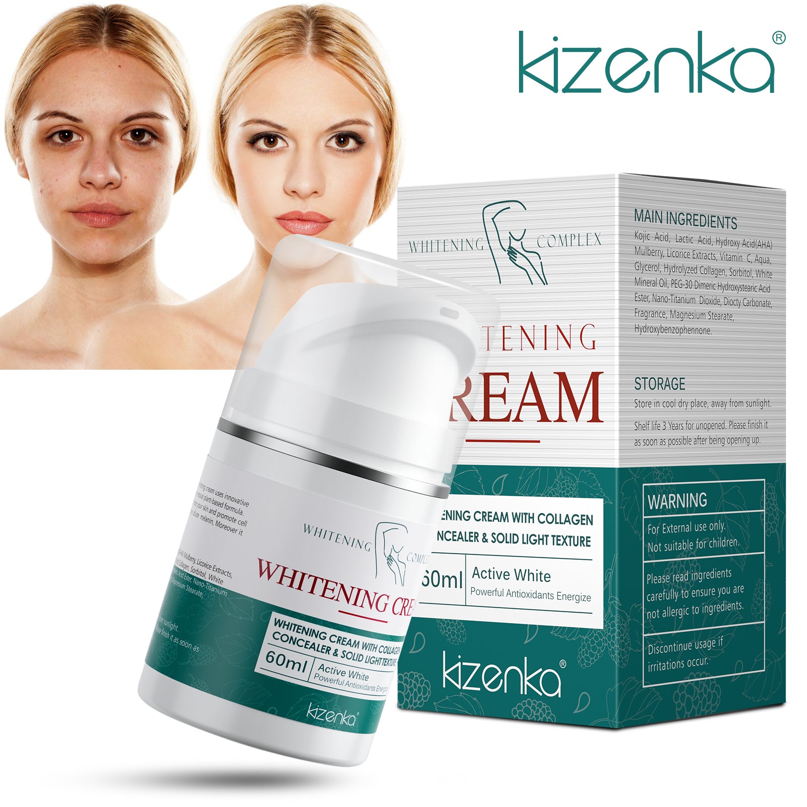 KIZENKA Skin Whitening Cream, 60ml