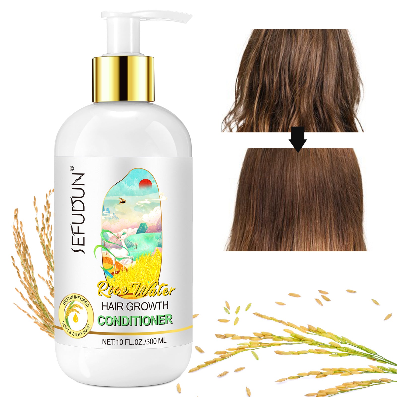 SEFUDUN Rice Water Hair Growth Conditioner, 300ml