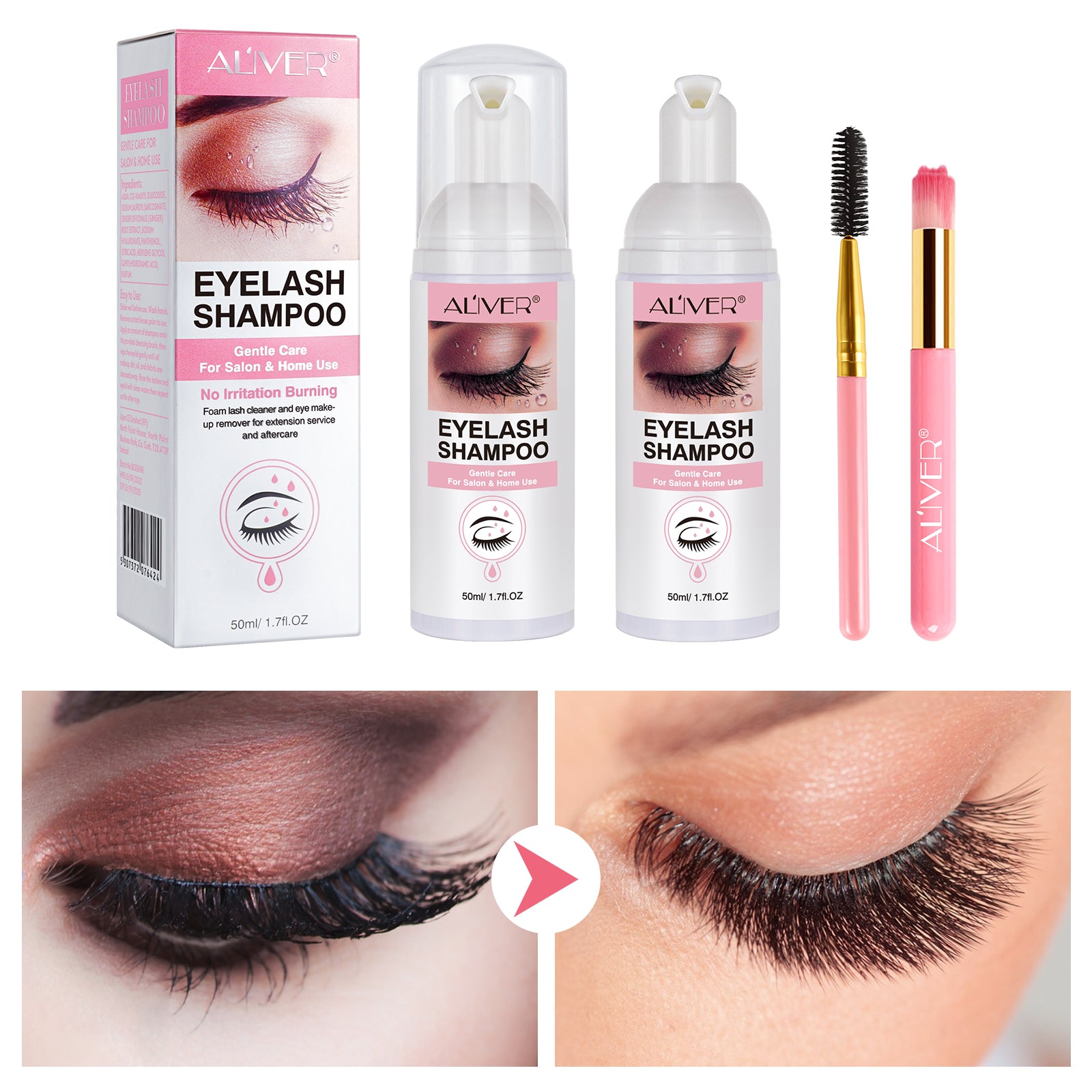 ALIVER Eyelash Shampoo for Lash Extension, 50ml
