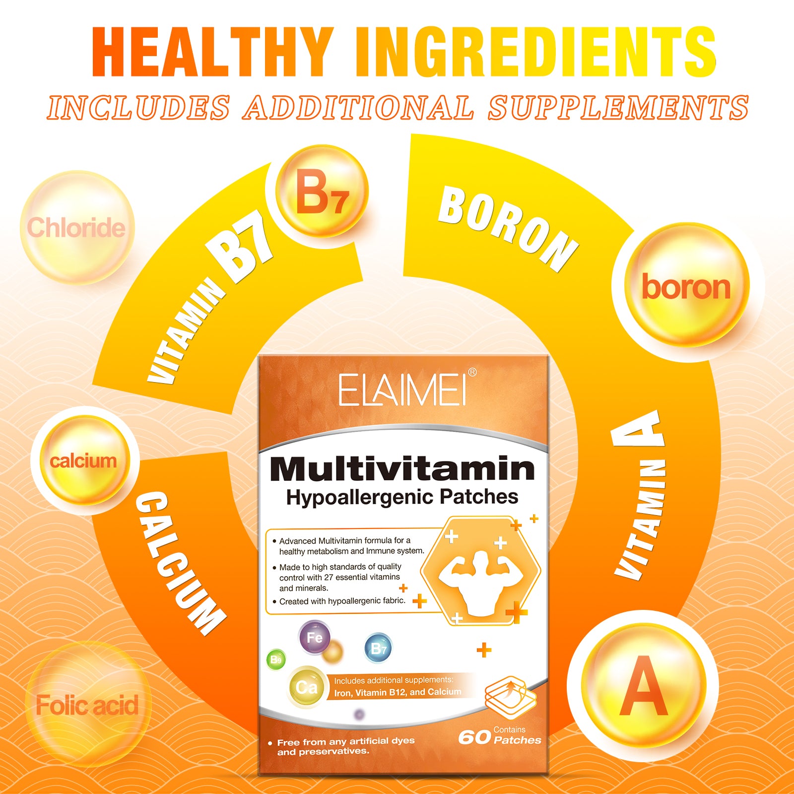 ELAIMEI Multivitamin Patches, 60pcs