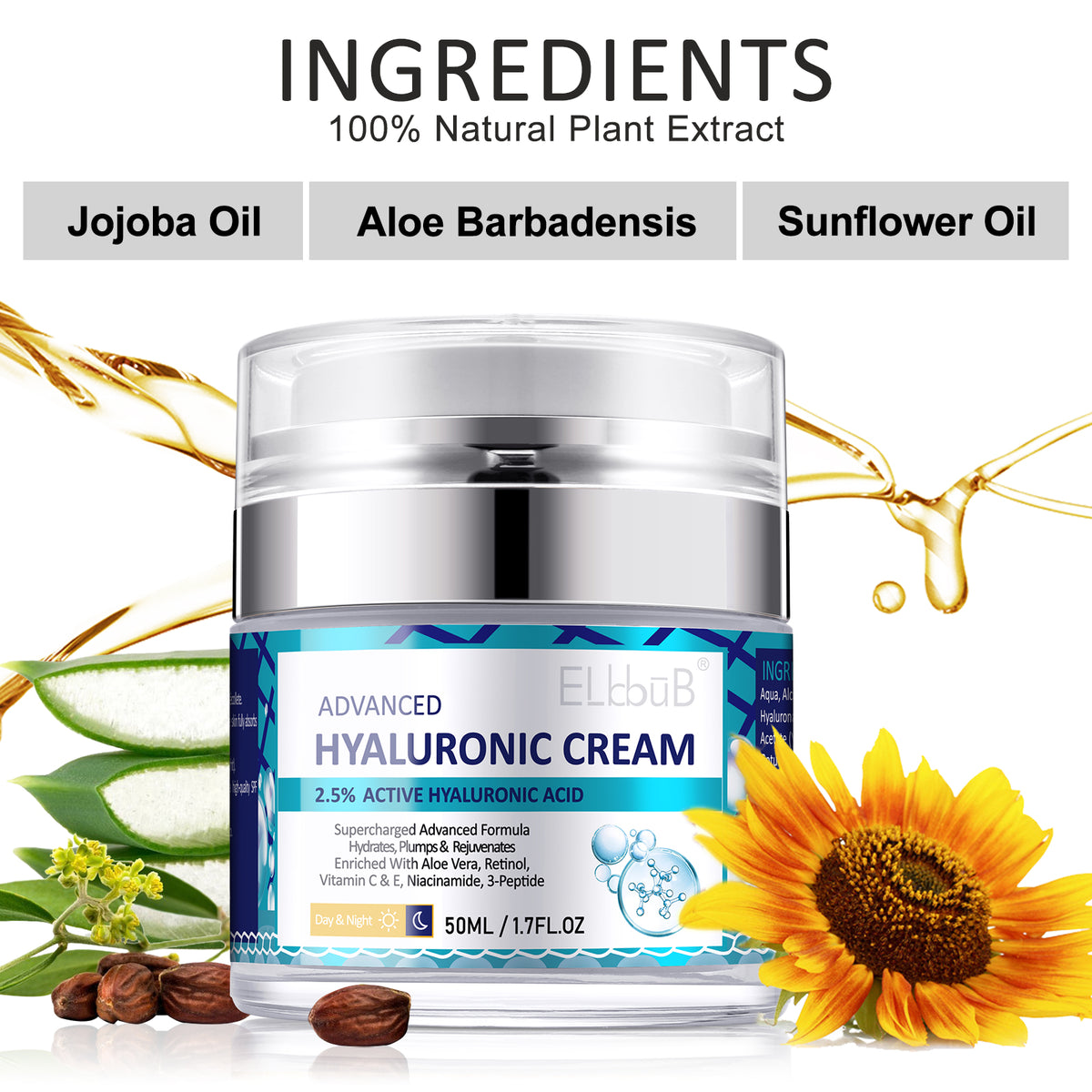 ELBBUB Advanced 2.5% Hyaluronic Acid Cream, 50ml