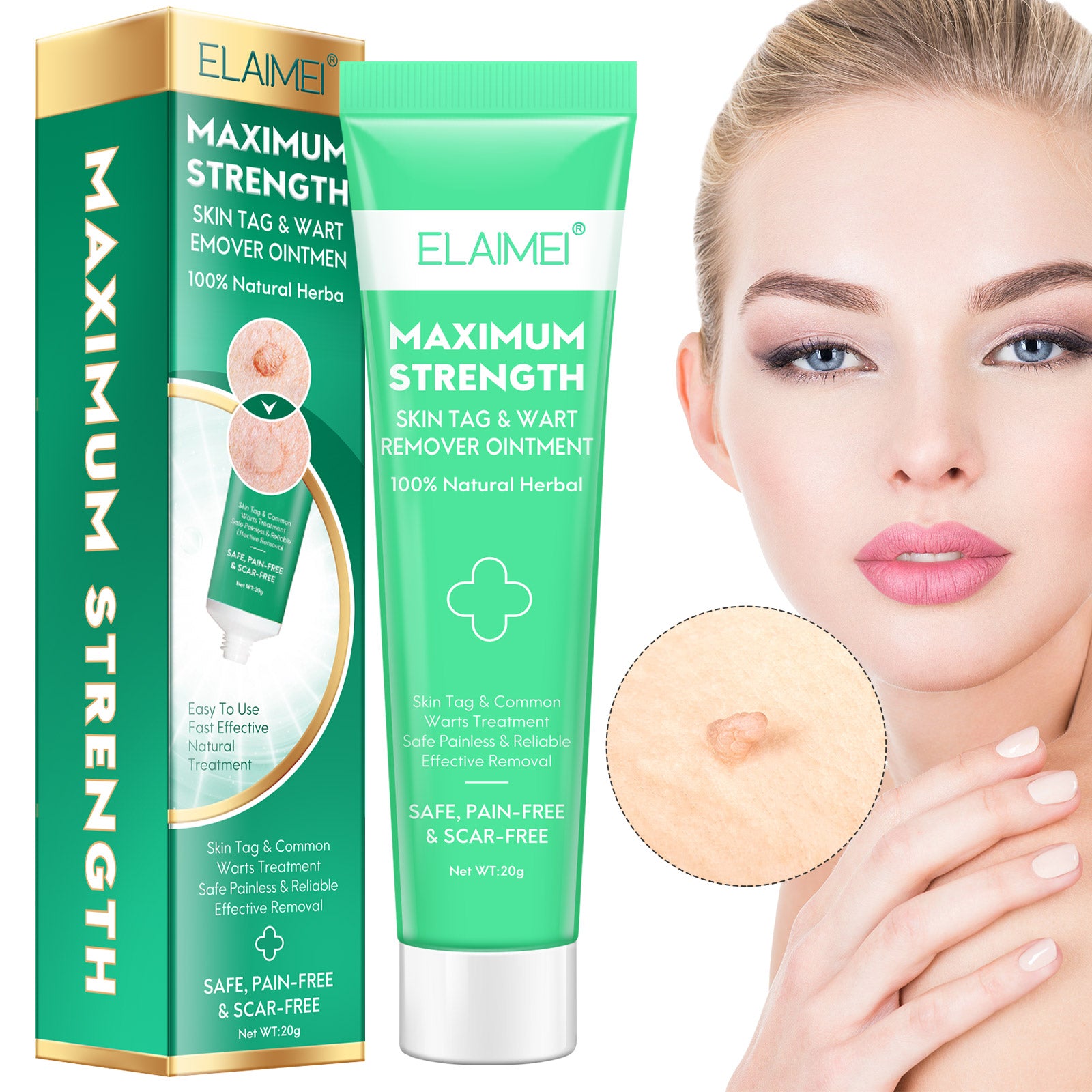 ELAIMEI Natural Skin Tag & Wart Remover Cream, 20g