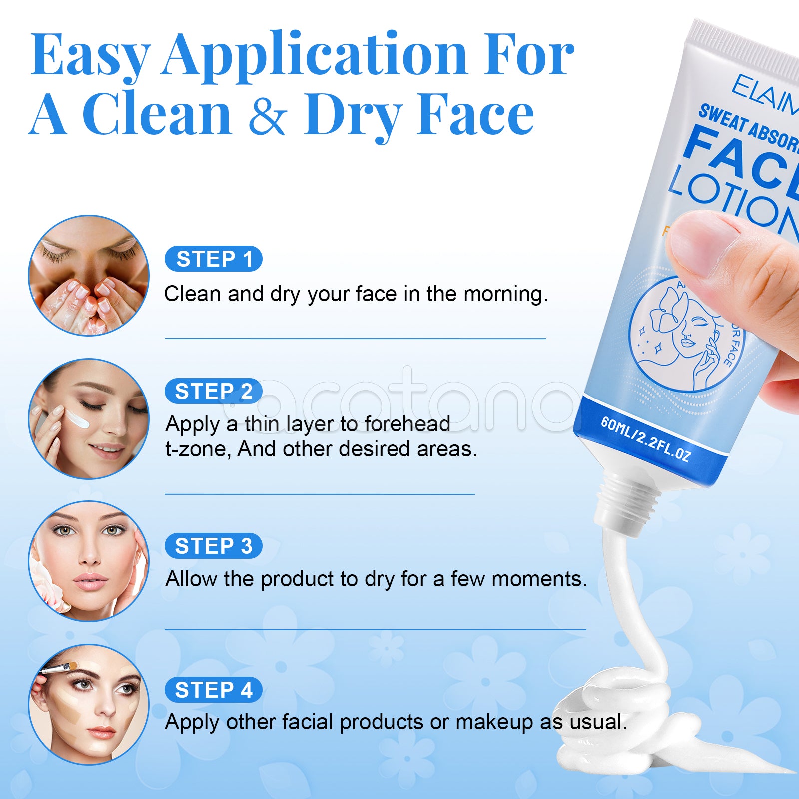 ELAIMEI Sweat Absorbing Face Lotion, Oily Face Control, 60ml