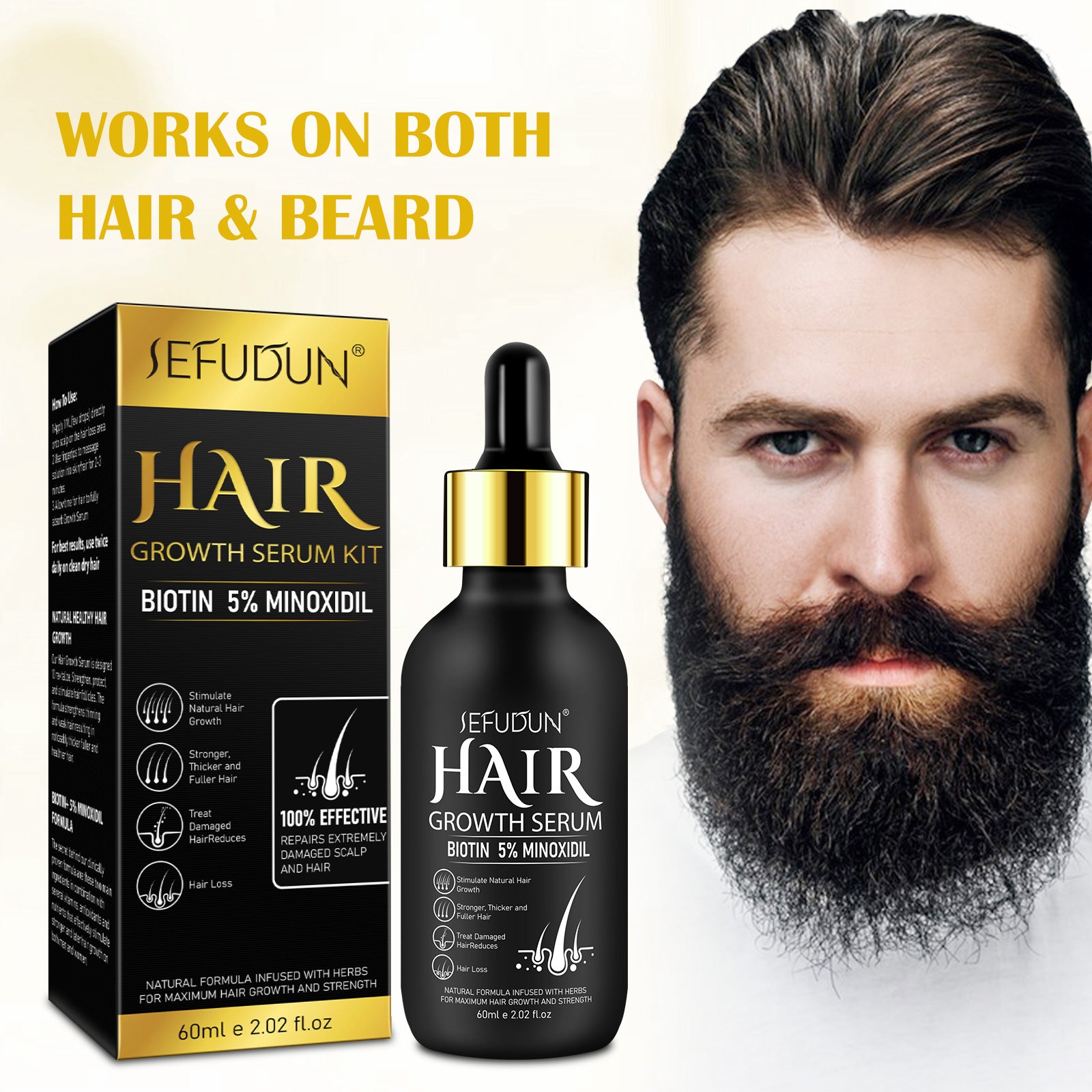 SEFUDUN Hair Growth Serum + Derma Roller Kit