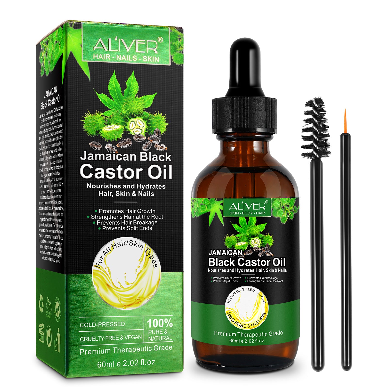 ALIVER Jamaican Black Castor Oil for Hair Growth, 60ml