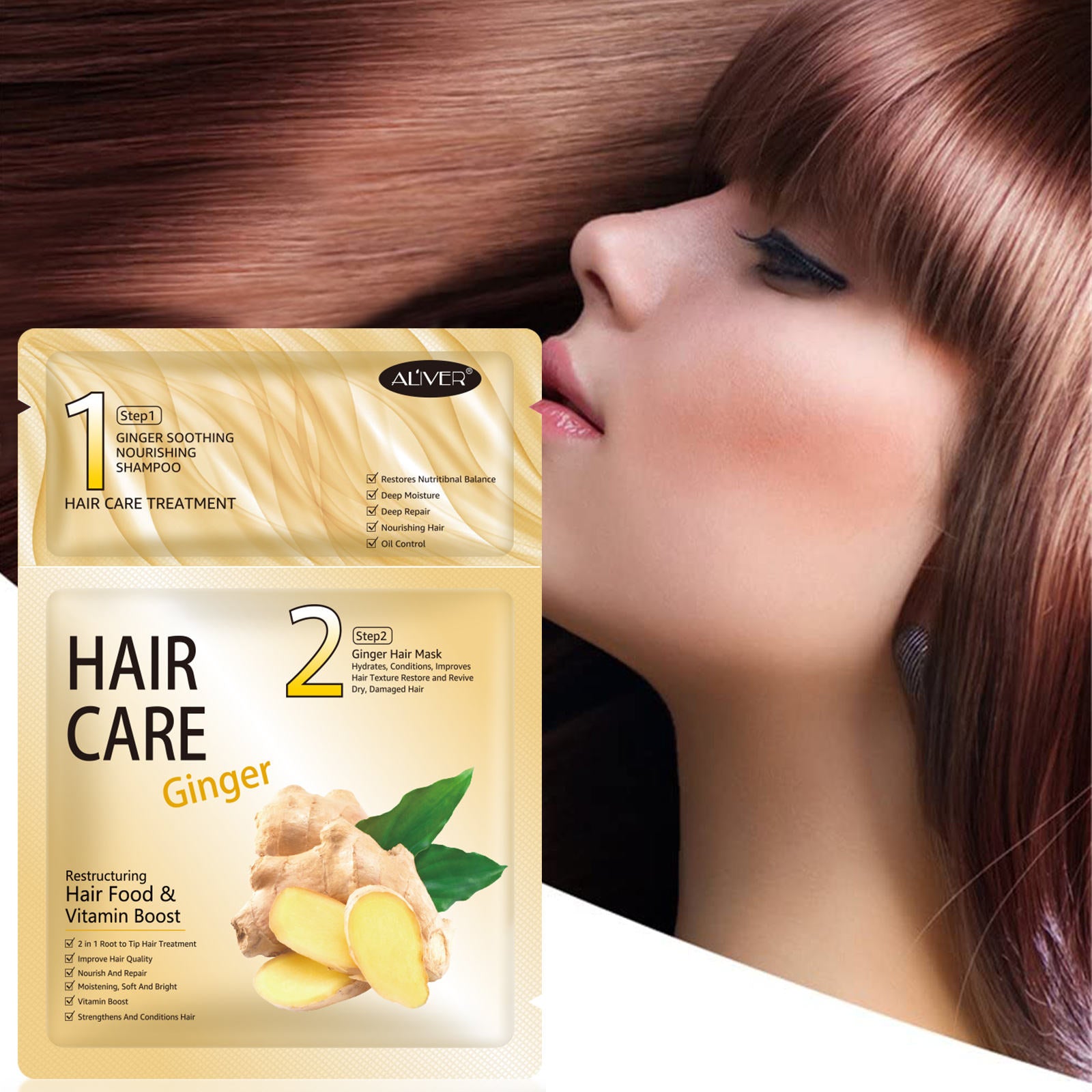 ALIVER 2in1 Ginger Hair Mask & Repair Shampoo Treatment, 35g