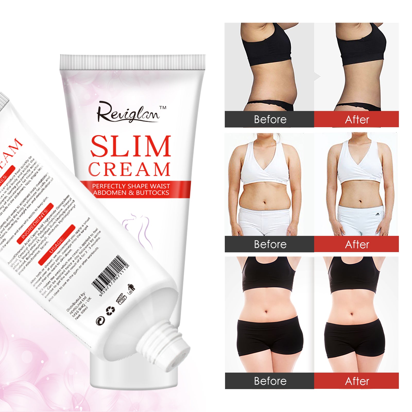 Reviglam Effective Slimming Body Cream Weight Loss Fat Burner Cellulite Removal Full Firming Shape Shaping Waist Abdomen and Buttocks
