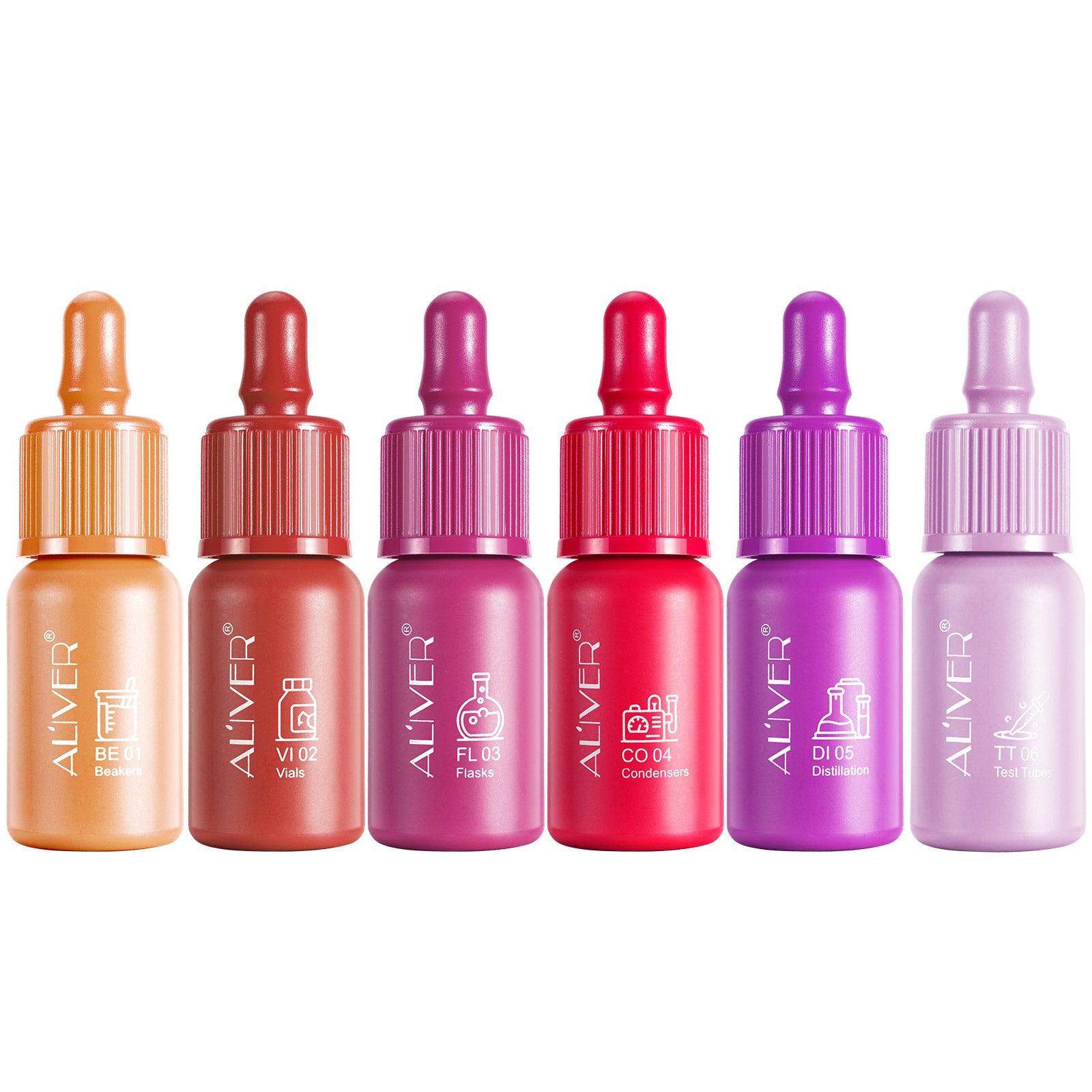 Aliver 6 pcs Set Liquid Lipsticks Lip Sticks Waterproof Lasting Lip Stain Makeup Gloss