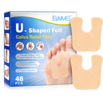 ELAIMEI U-Shaped Felt Callus Pads for Feet Pain Relief & Foot Protection, pack of 48pcs