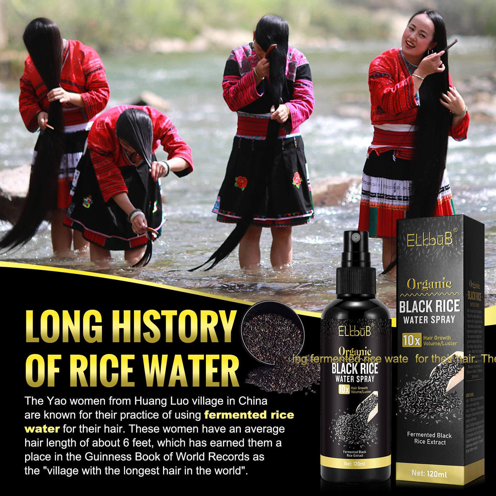 ELBBUB Organic Black Rice Water Spray, 120ml