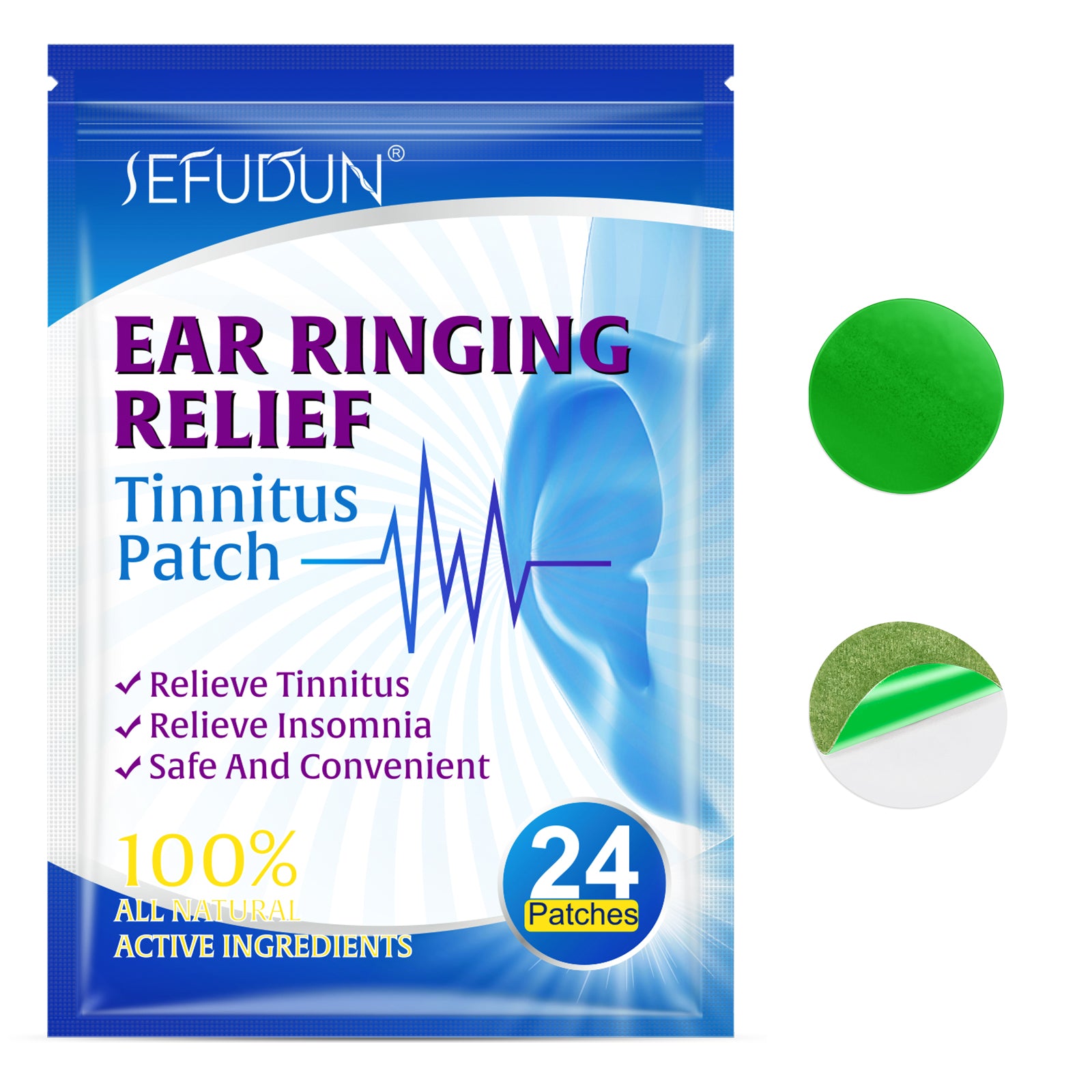 SEFUDUN Ear Ringing Relieving Patches, 24pcs
