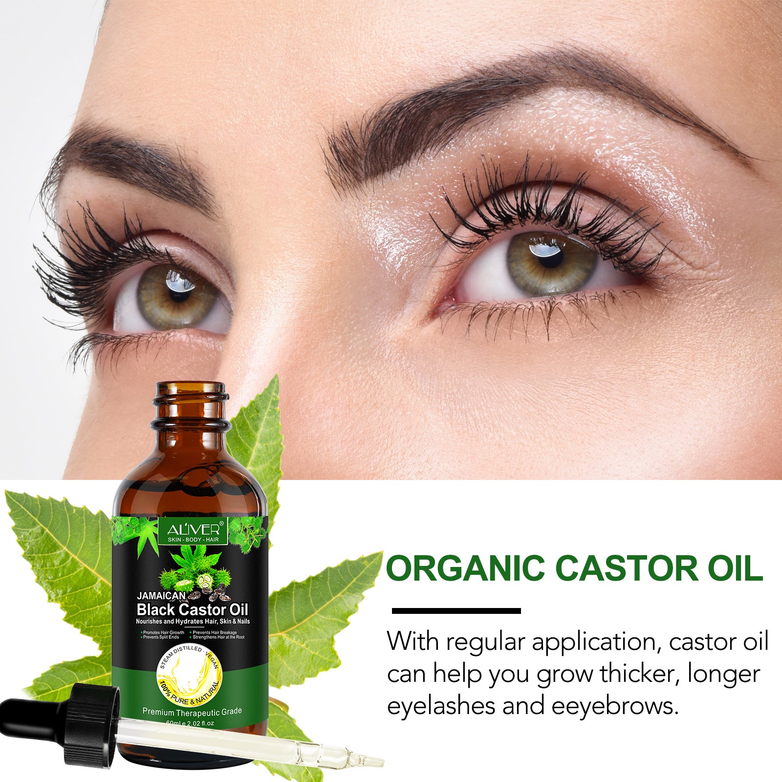 ALIVER Jamaican Black Castor Oil for Hair Growth, 60ml